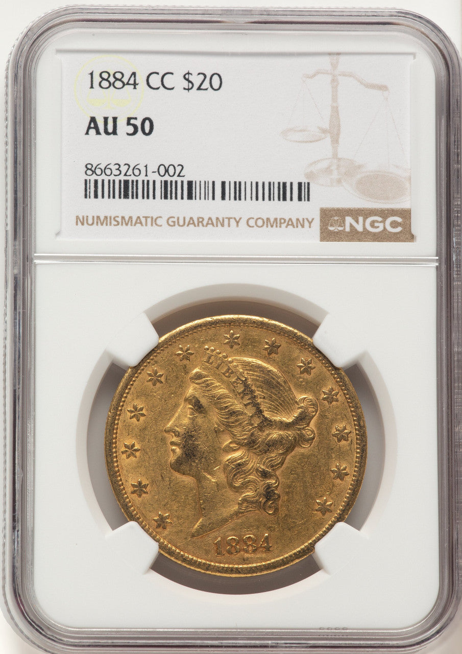 1884-CC $20 Liberty Double Eagle NGC AU50