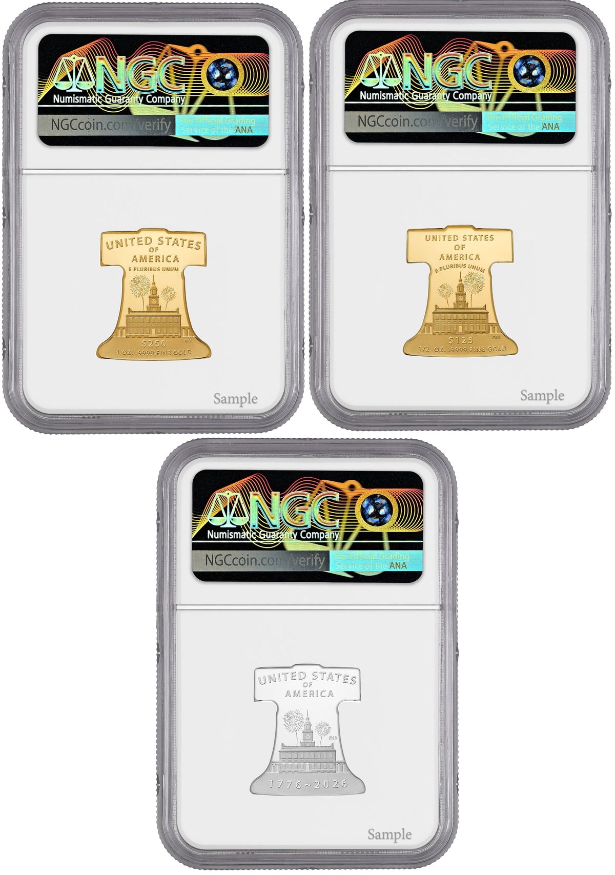 2026-P Freedom Ringing Liberty Bell 3-Coin Set FDI PR70 Congress 250 Label