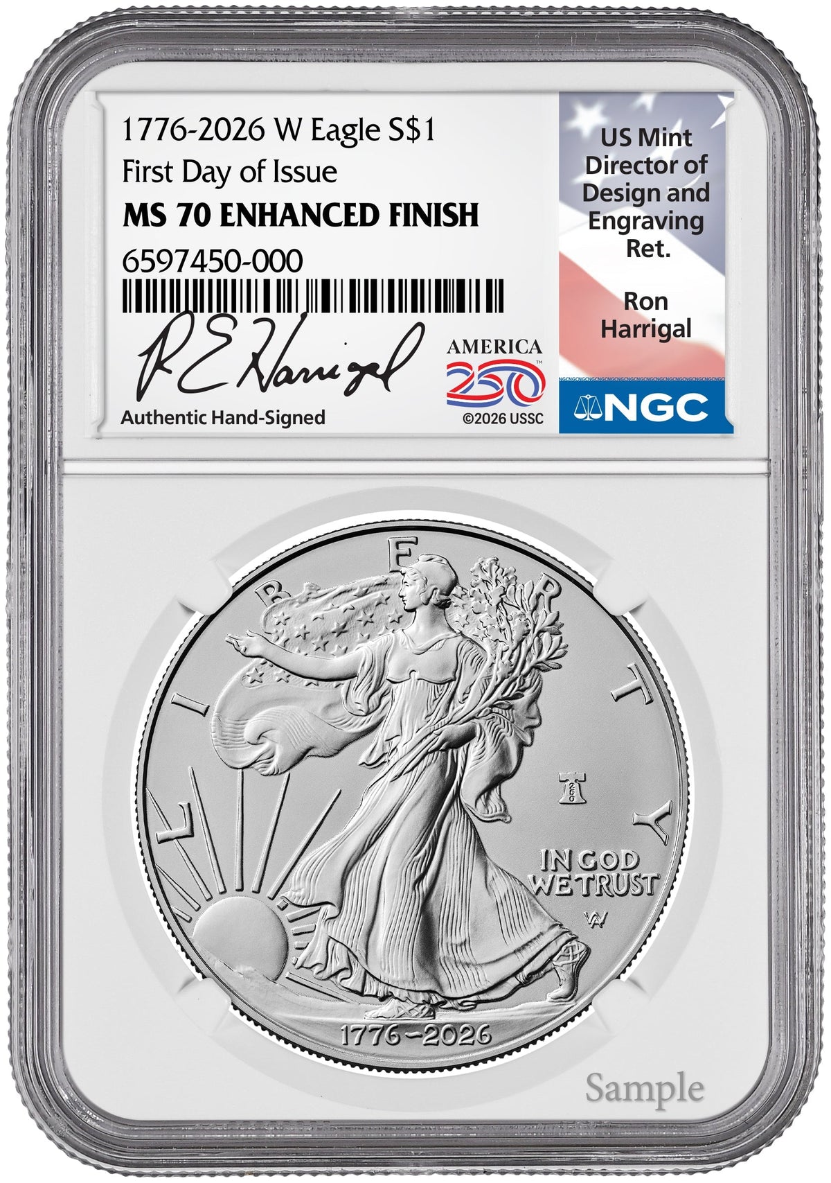 2026-W Enhanced Silver Eagle 250 FDI NGC MS70 (1776-2026) Harrigal