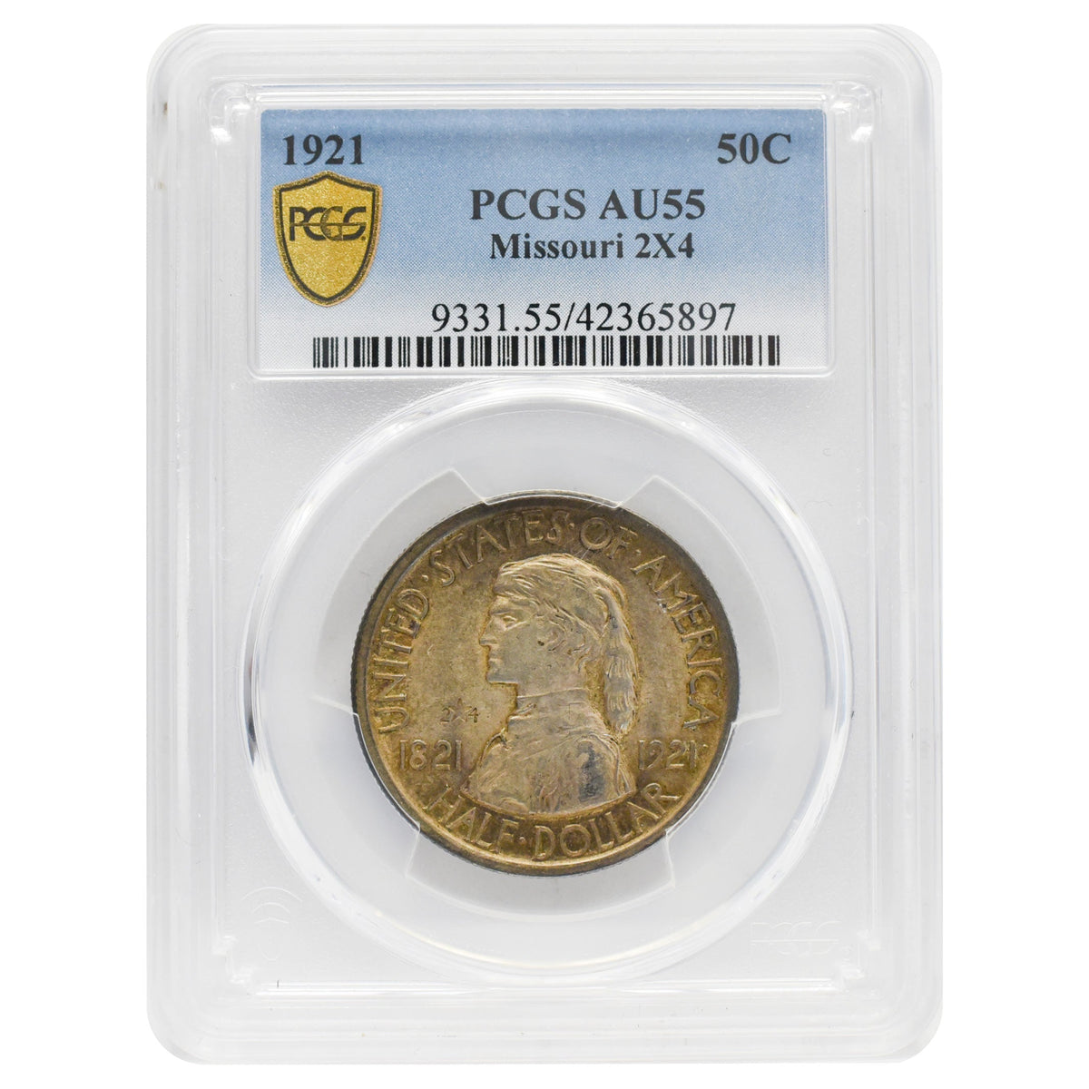 1921 Missouri 2x4 Commemorative Half Dollar AU55 PCGS