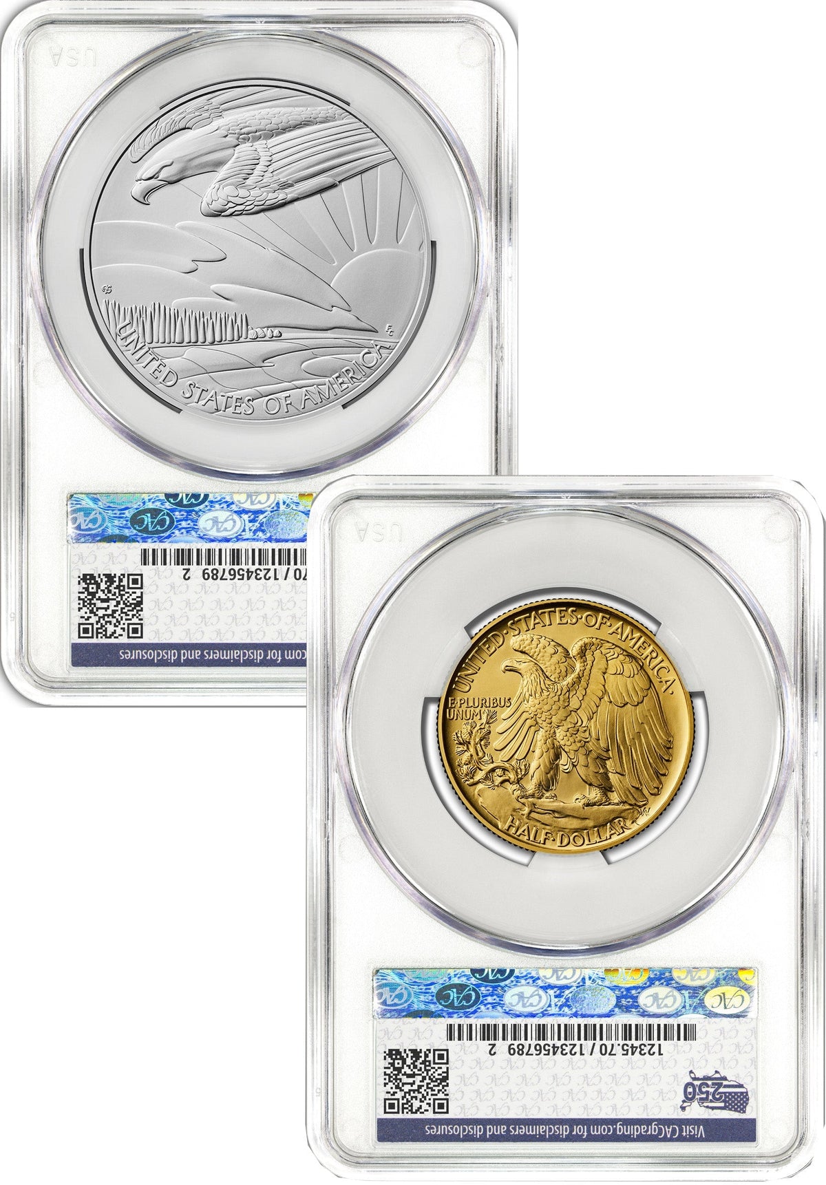 2026-W Gold Walking Liberty Half & Silver Medal Set AD CAC SP70/MS70 Battlefield