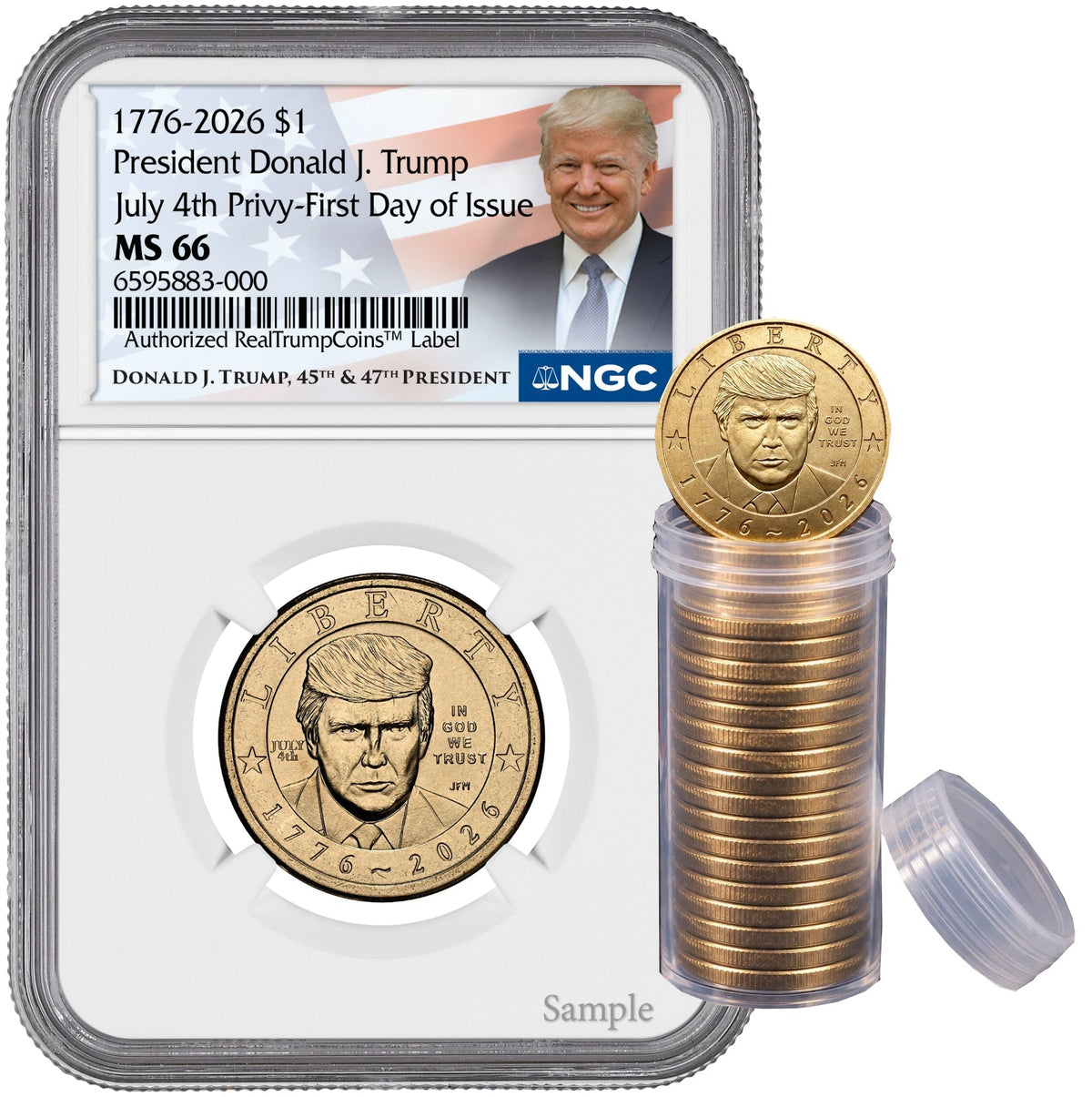 2026 President Donald J. Trump Semiquincentennial July 4th Privy FDI NGC MS66 Trump