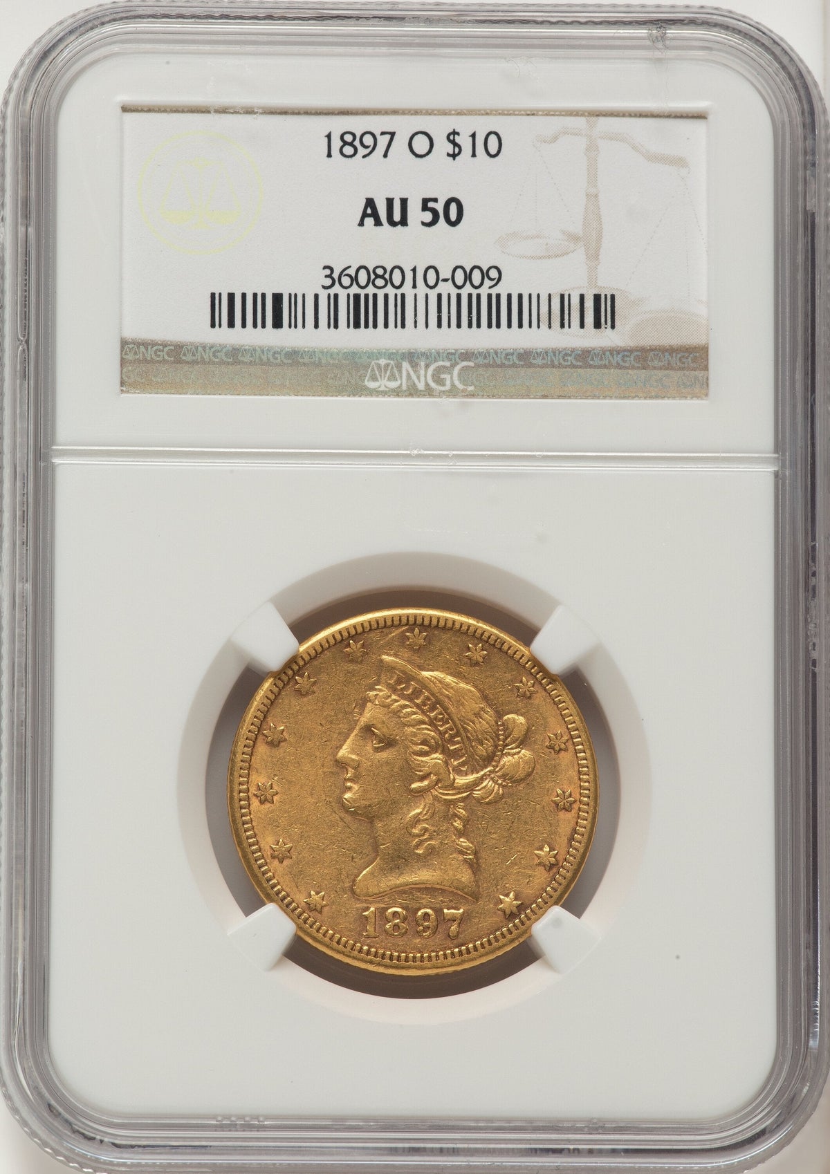 1897-O $10 Liberty Eagle NGC AU50