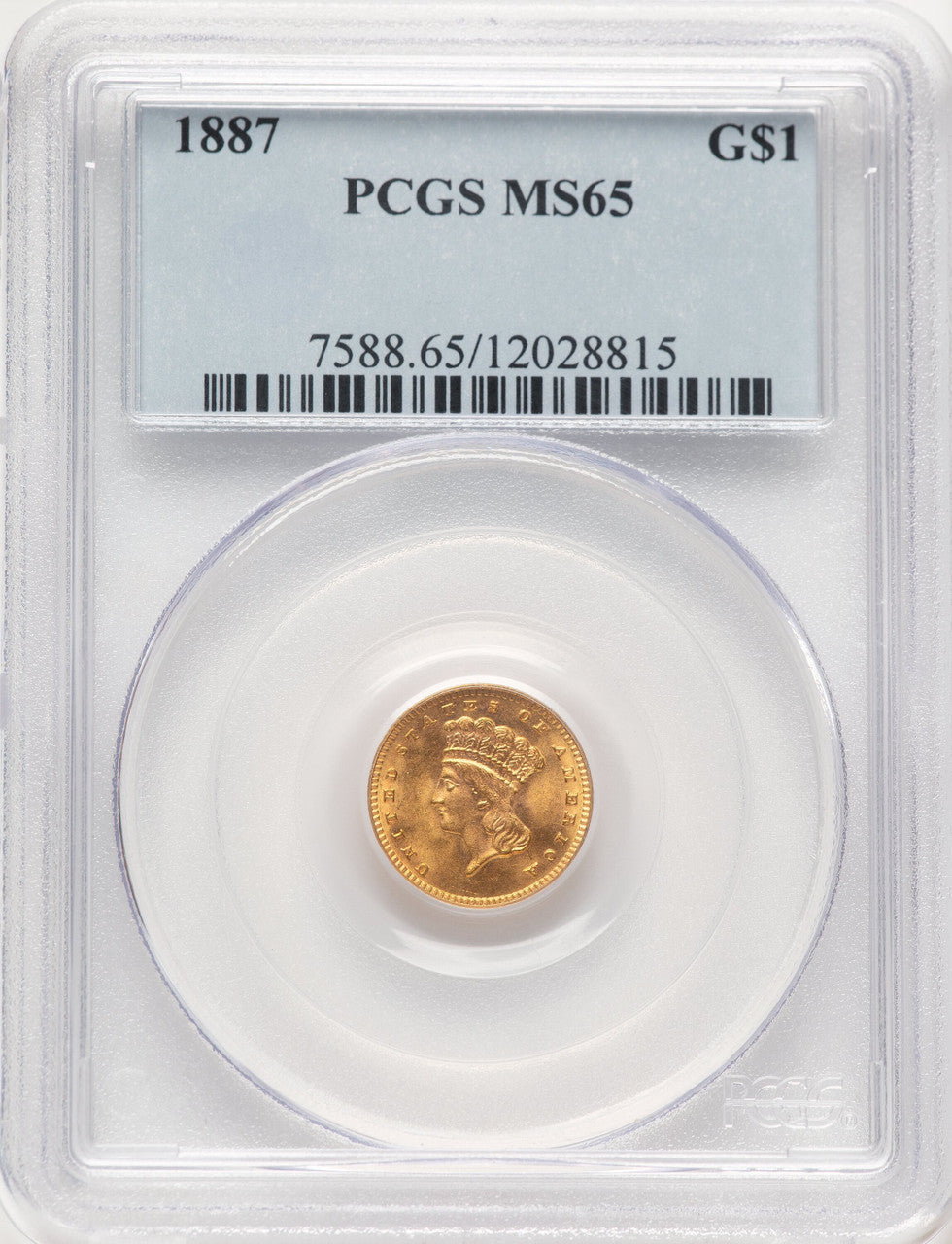 1887 G$1 Gold Dollar PCGS MS65