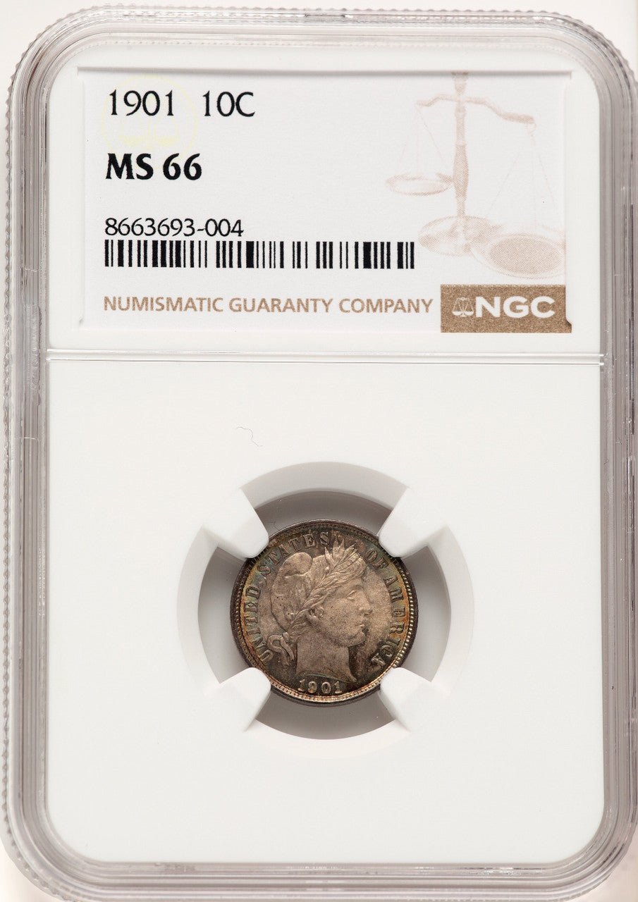 1901 10C Barber Dime NGC MS66