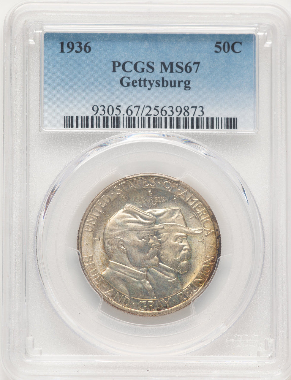 1936 50C Gettysburg Commemorative Silver PCGS MS67