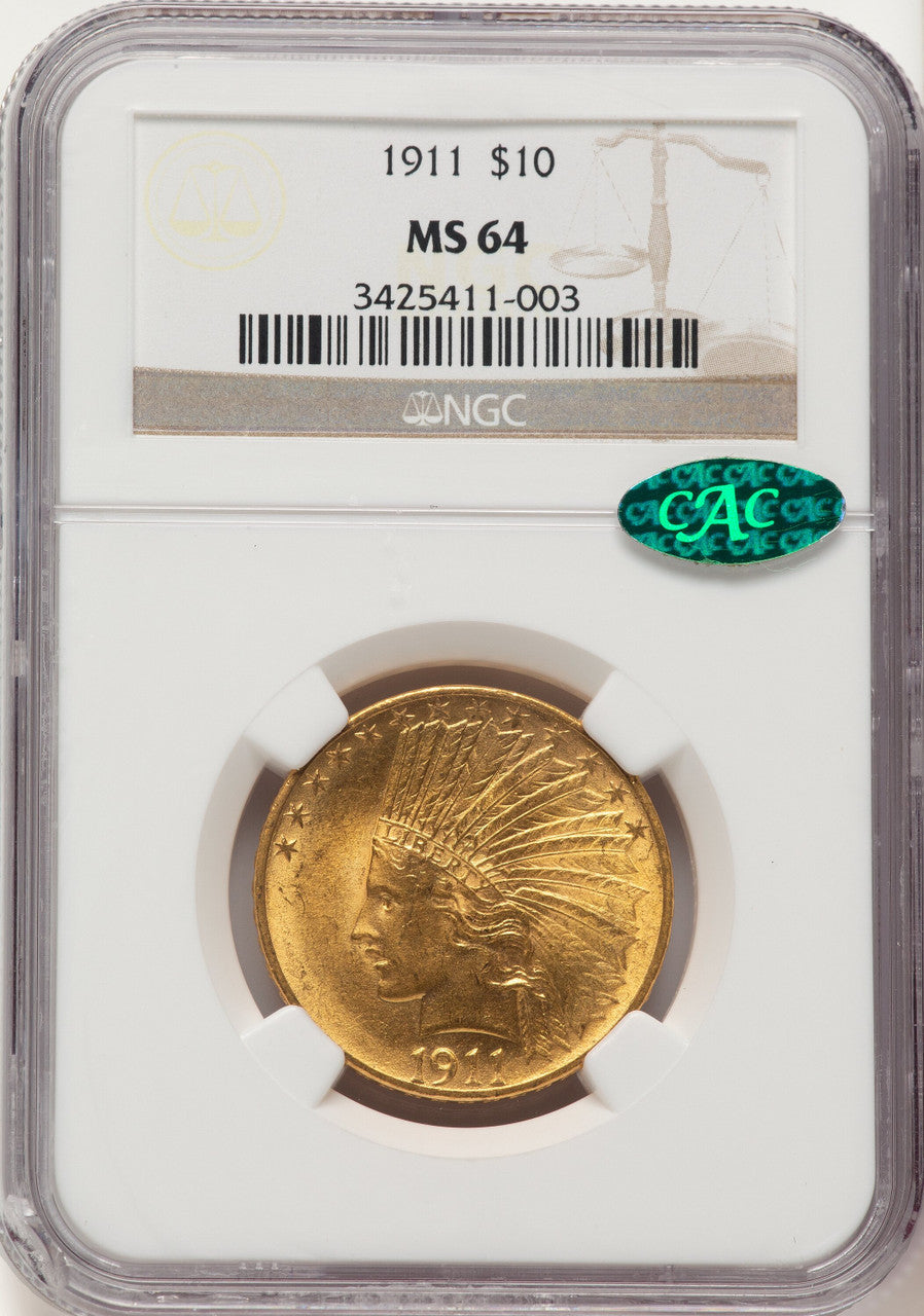 1911 $10 CAC Indian Eagle NGC MS64