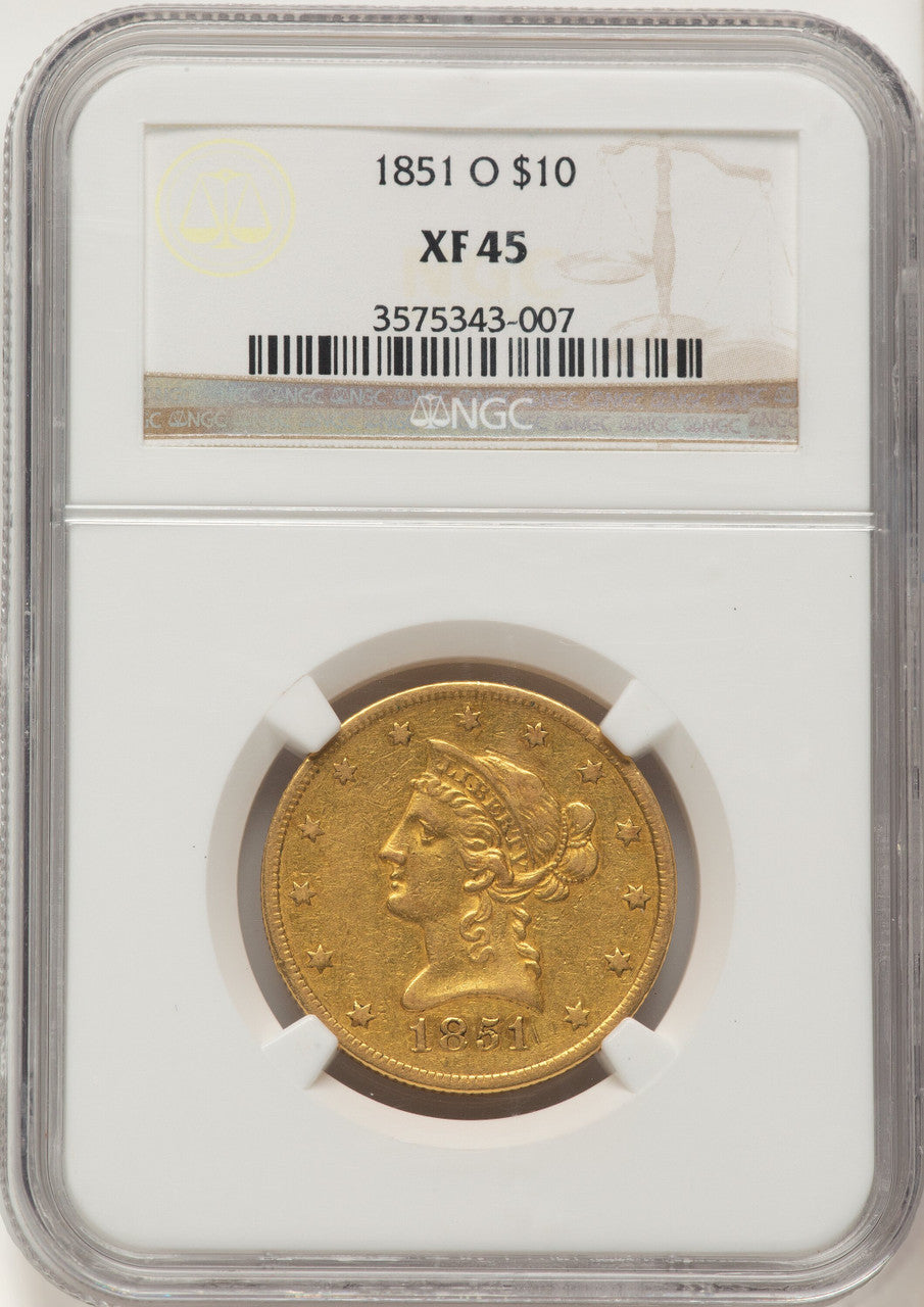 1851-O $10 Liberty Eagle NGC XF45