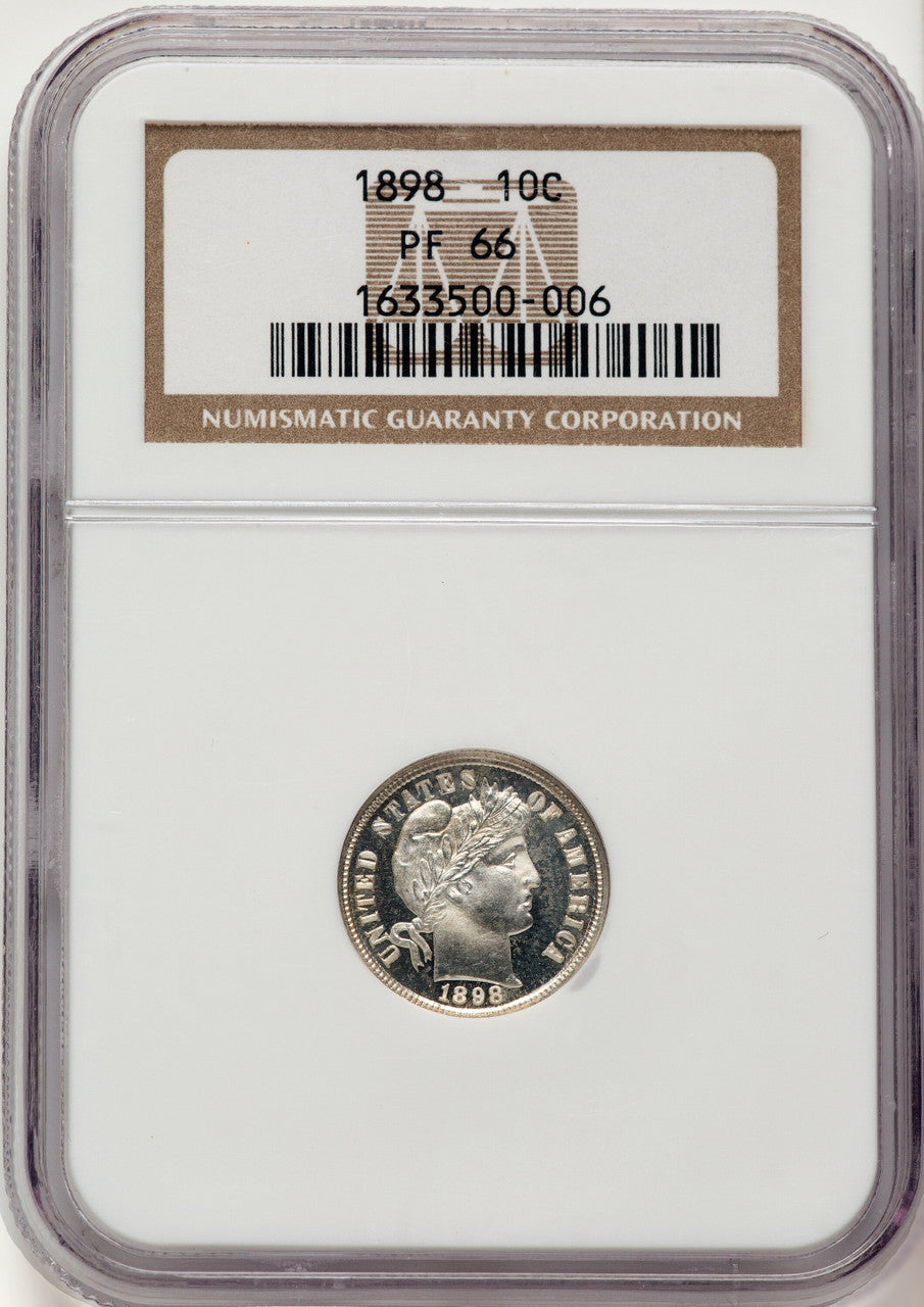 1898 10C Proof Barber Dime NGC PR66