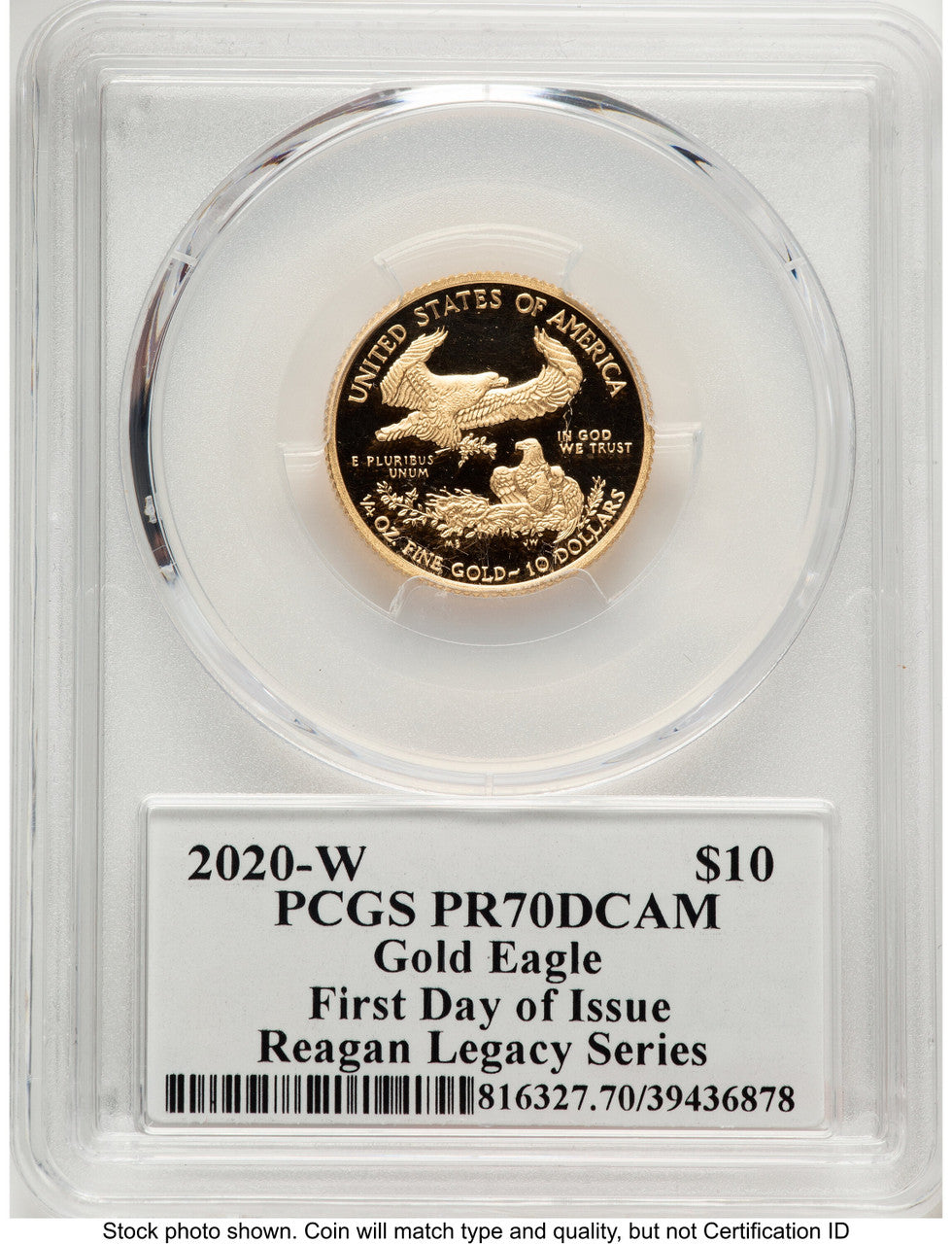 2020-W Proof Gold Eagle 1/4 oz FDI Reagan Legacy Series Michael Reagan PCGS PR70