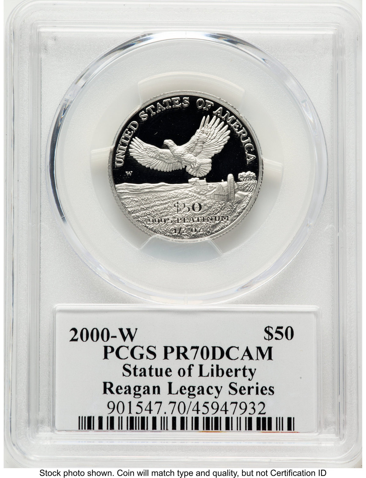2000-W Proof Platinum Eagle 1/2 oz Reagan Legacy Series Michael Reagan Picture PCGS PR70