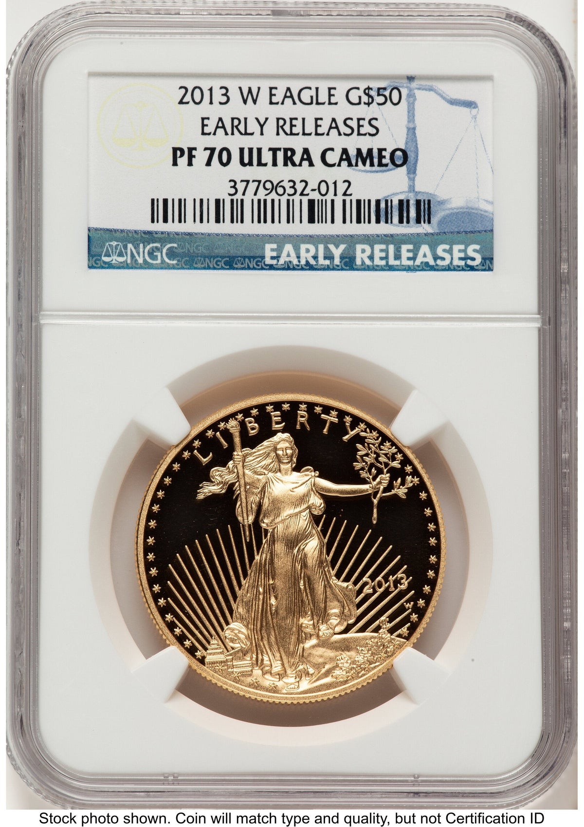 2013-W Proof Gold Eagle 1 oz ER Blue NGC PF70