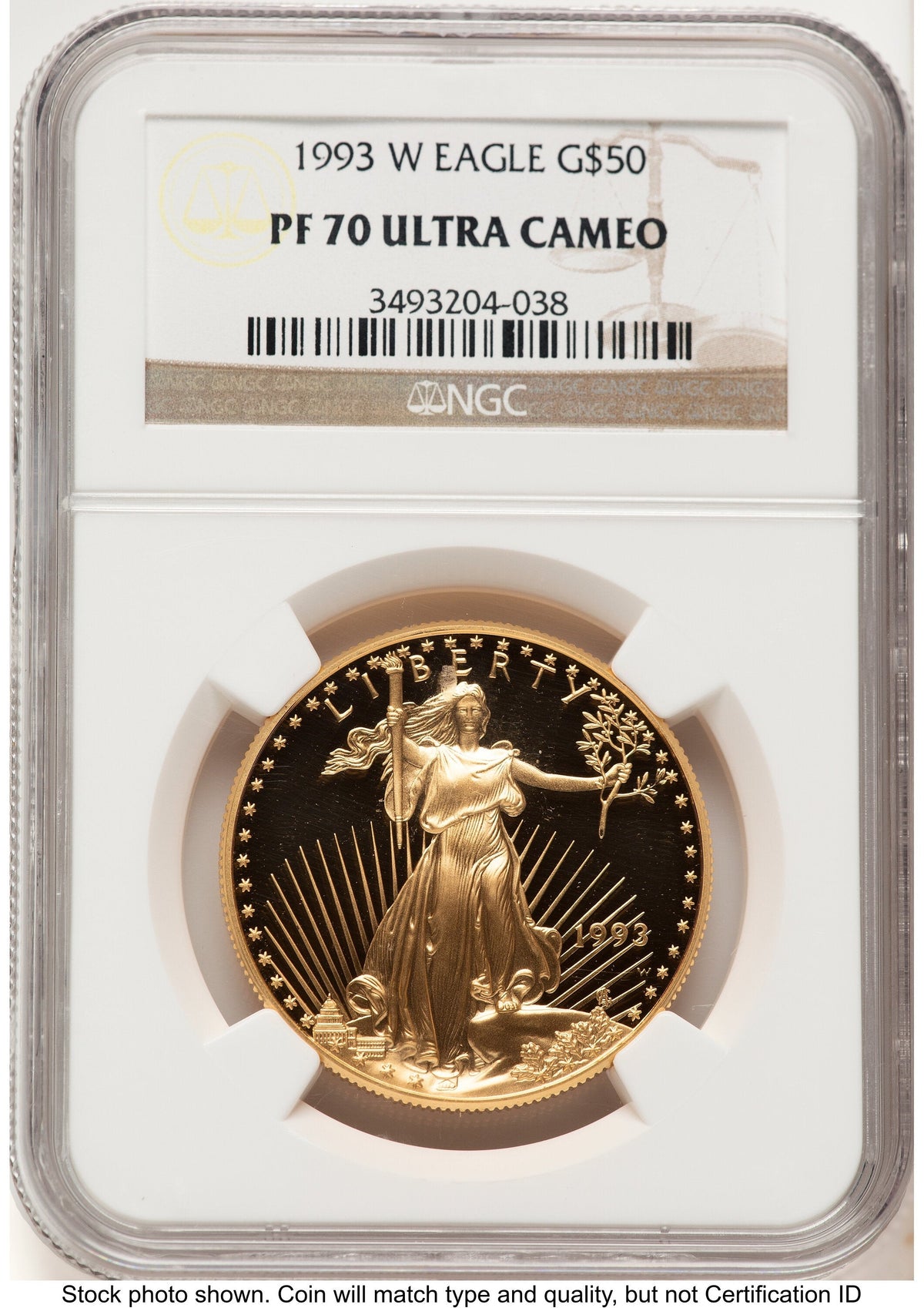 1993-W Proof Gold Eagle 1 oz Brown Label NGC PF70