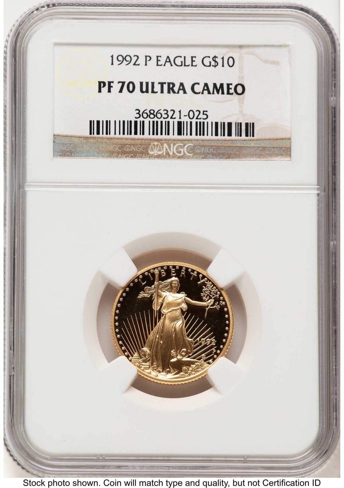 1992-P Proof Gold Eagle 1/4 oz Brown Label NGC PF70