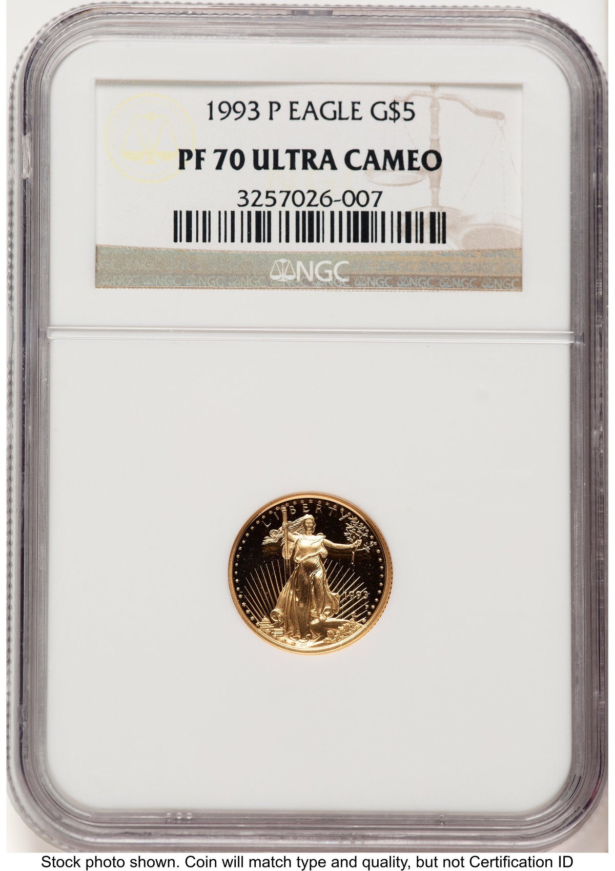1993-P Proof Gold Eagle 1/10 oz Brown Label NGC PF70