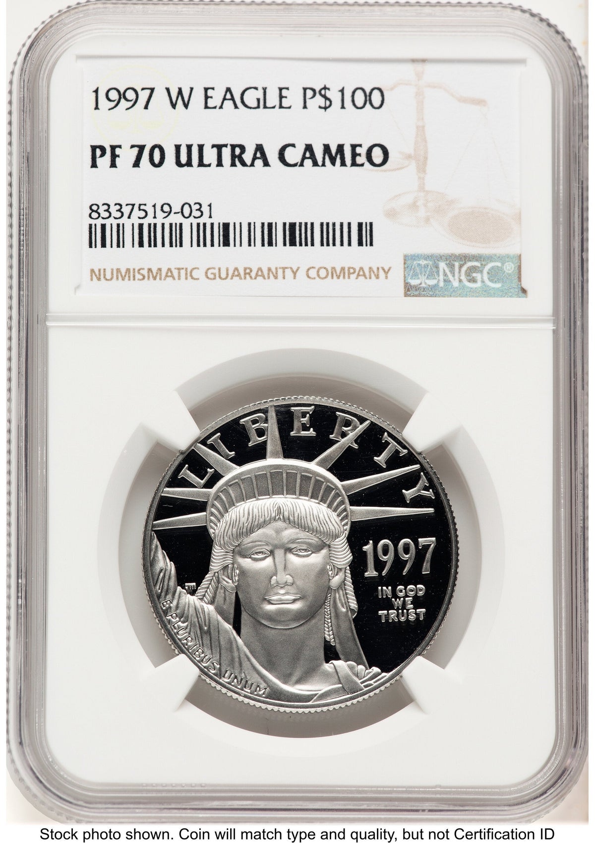 1997-W Proof Platinum Eagle 1 oz Brown Label NGC PF70