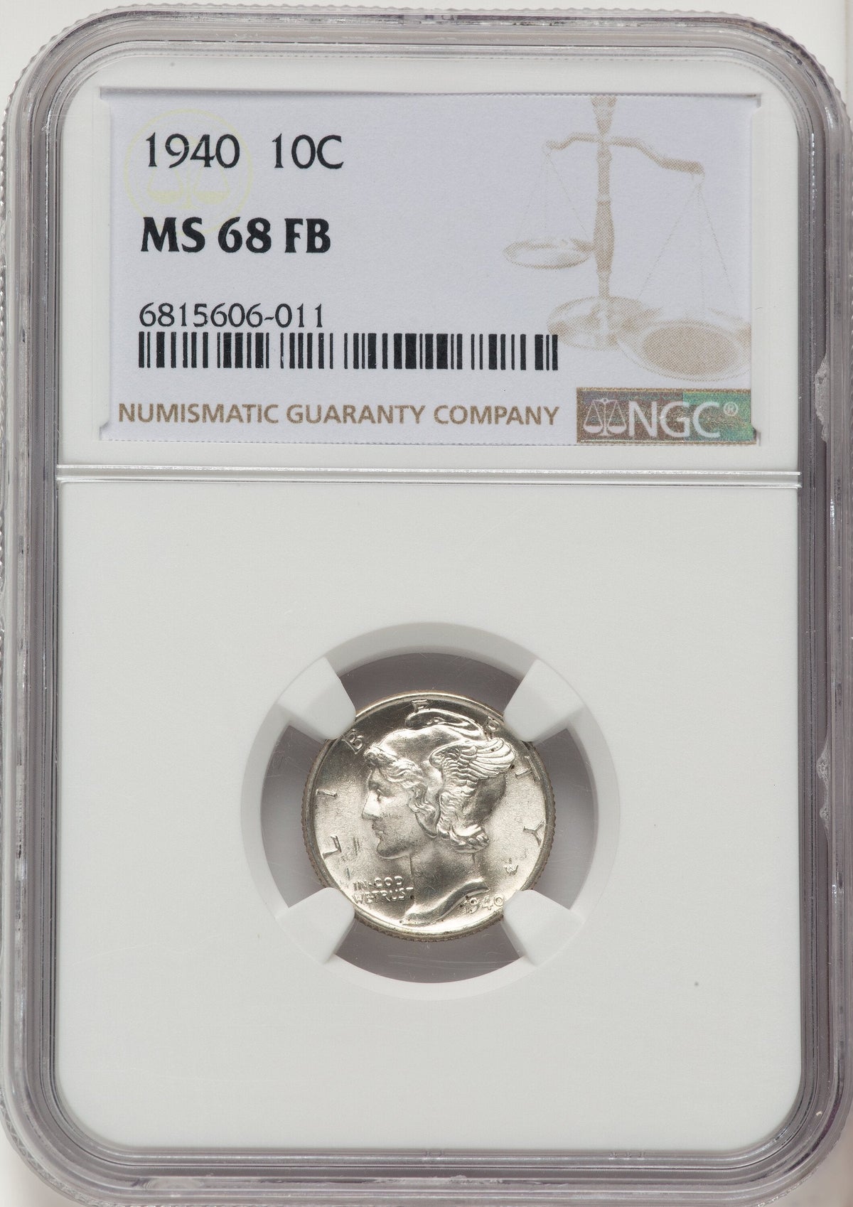 1940 10C FB Mercury Dime NGC MS68