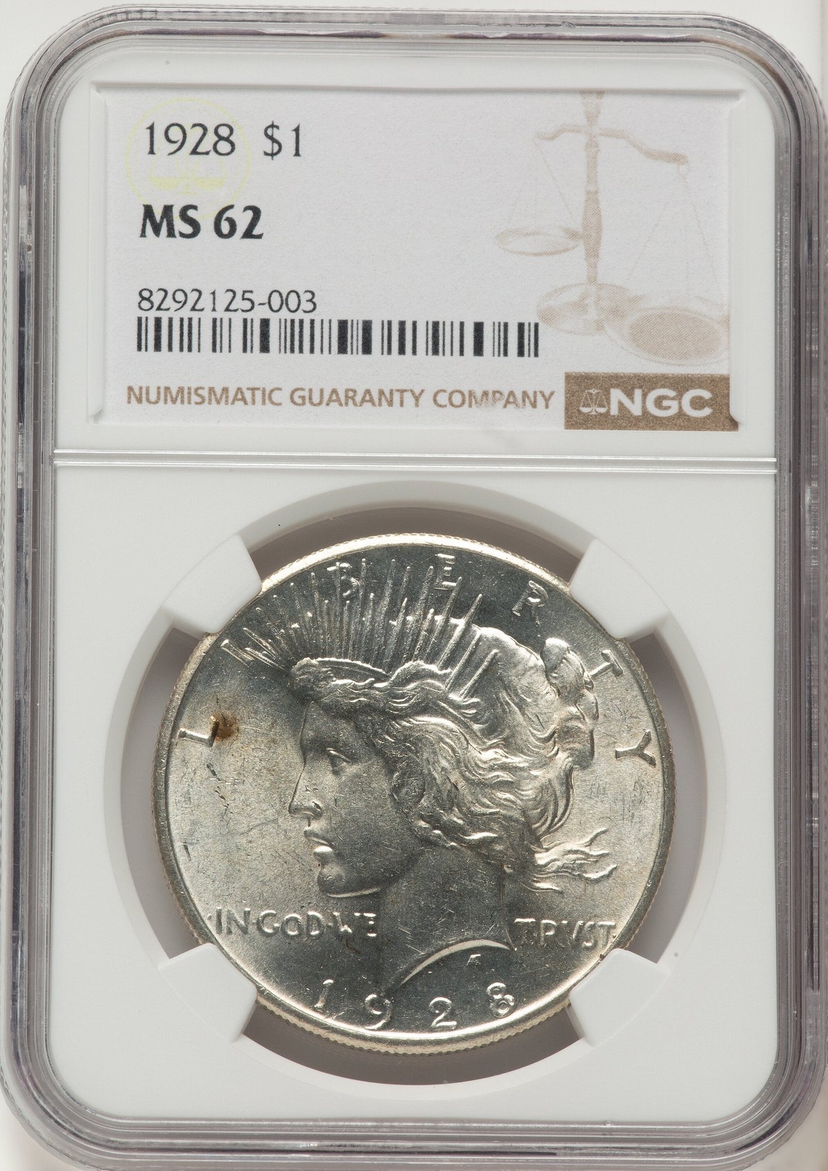 1928 Peace Dollar NGC MS62