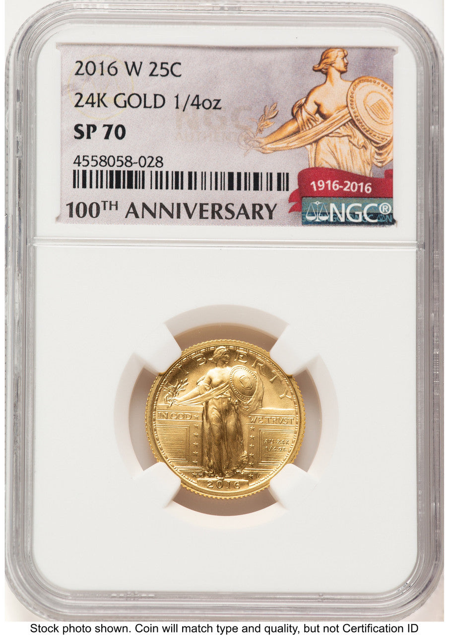 2016-W 25C Standing Liberty 100th Anniversary Gold Centennial 100th Anniversary NGC MS70