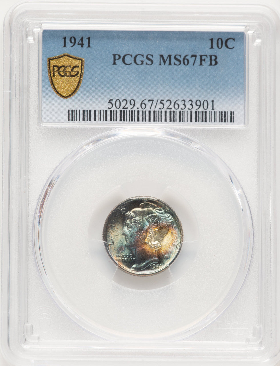1941 10C FB Mercury Dime PCGS MS67