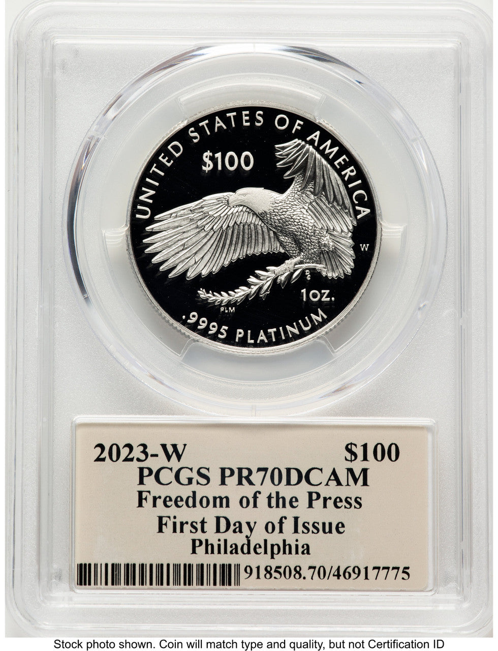 2023-W Proof Platinum Eagle 1 oz FDI Thomas Cleveland Art Deco Philadelphia PCGS PR70