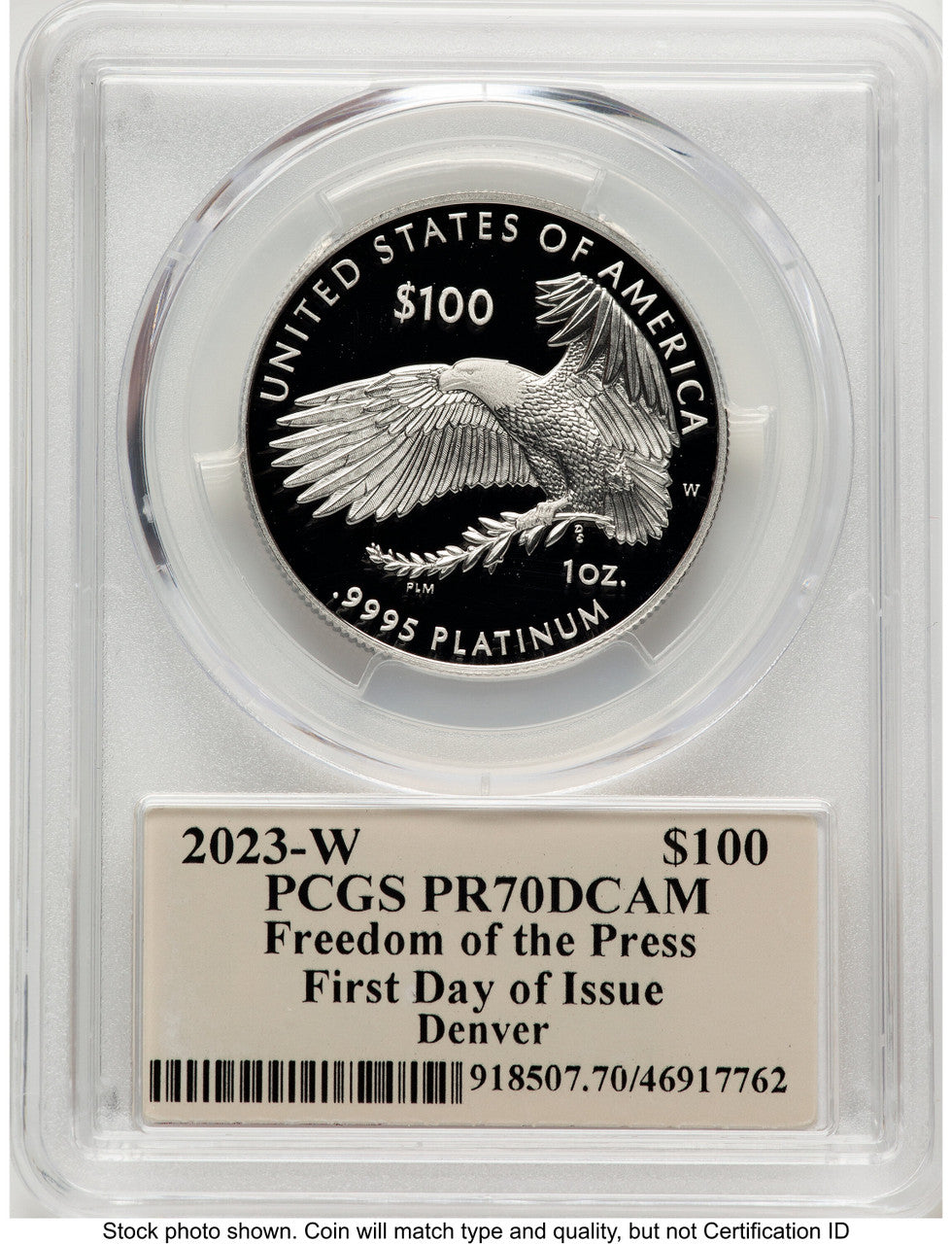 2023-W Proof Platinum Eagle 1 oz FDI Thomas Cleveland Art Deco Denver PCGS PR70