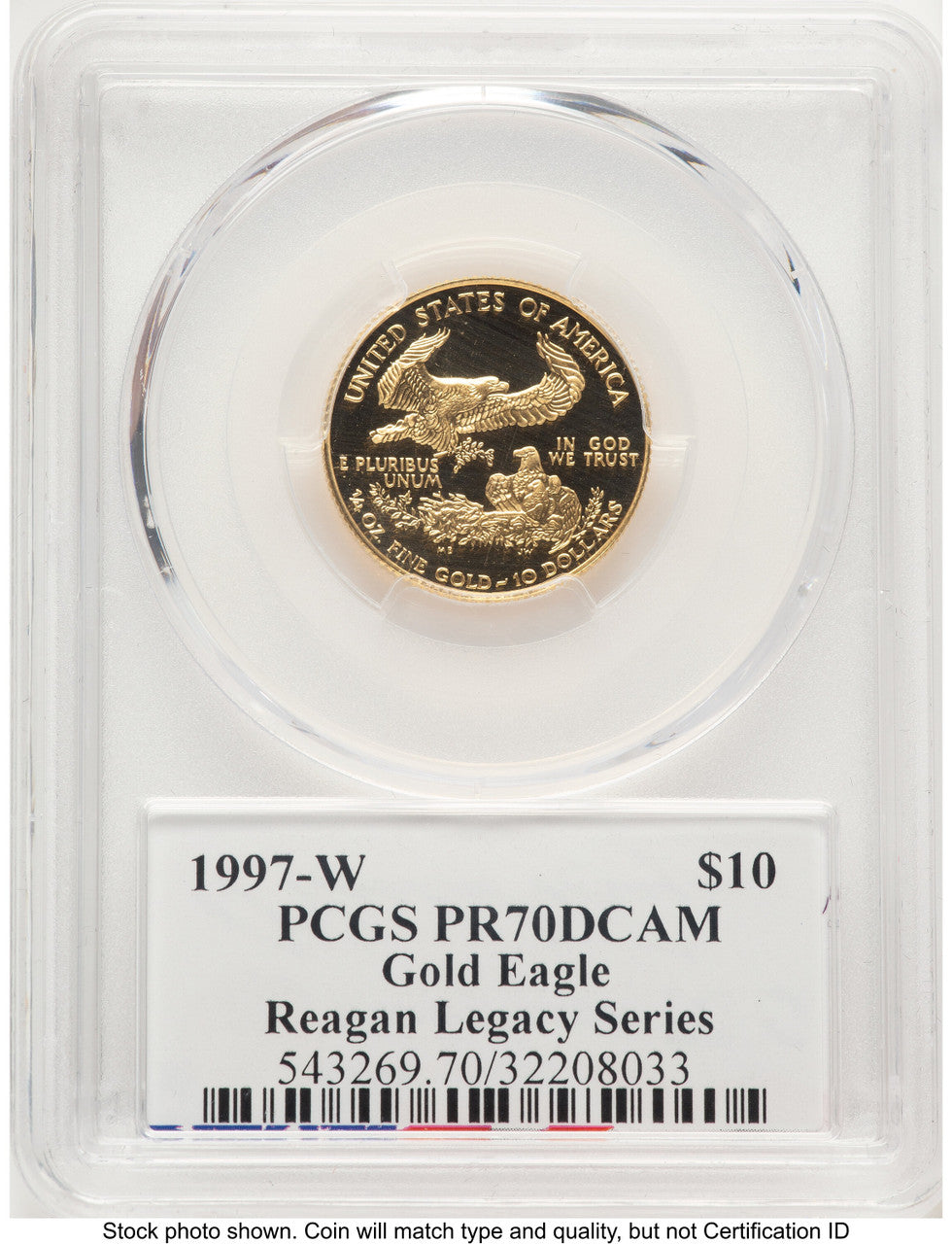 1997-W Proof Gold Eagle 1/4 oz Reagan Legacy Series Michael Reagan PCGS PR70