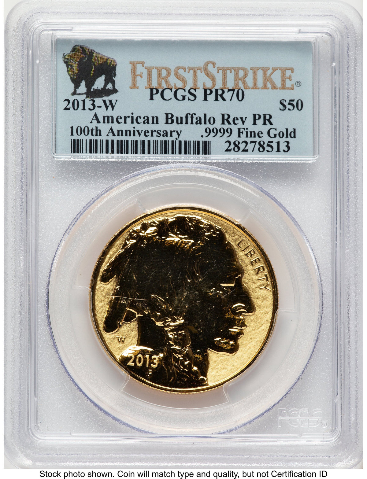 2013-W Reverse Proof Gold Buffalo 1 oz FS Bison Label PCGS PR70