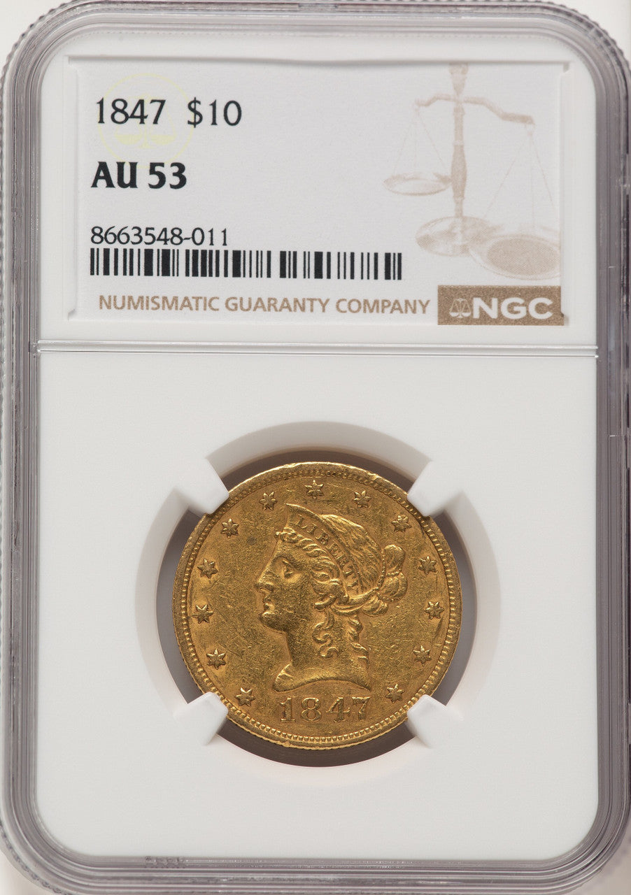 1847 $10 Liberty Eagle NGC AU53