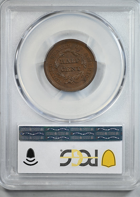 1851 Braided Hair Half Cent 1/2C PCGS MS61BN CAC