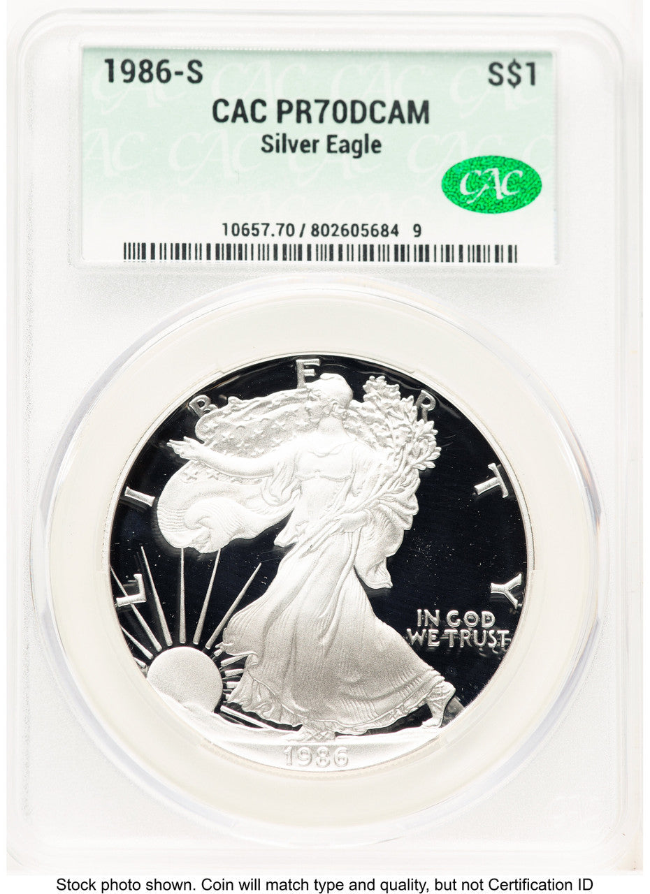 1986-S Proof Silver Eagle 1 oz Non Designation CACG PR70