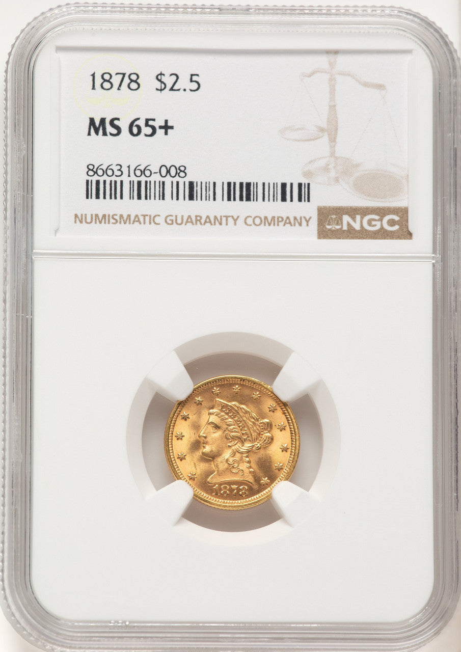 1878 $2.50 Liberty Quarter Eagle NGC MS65+