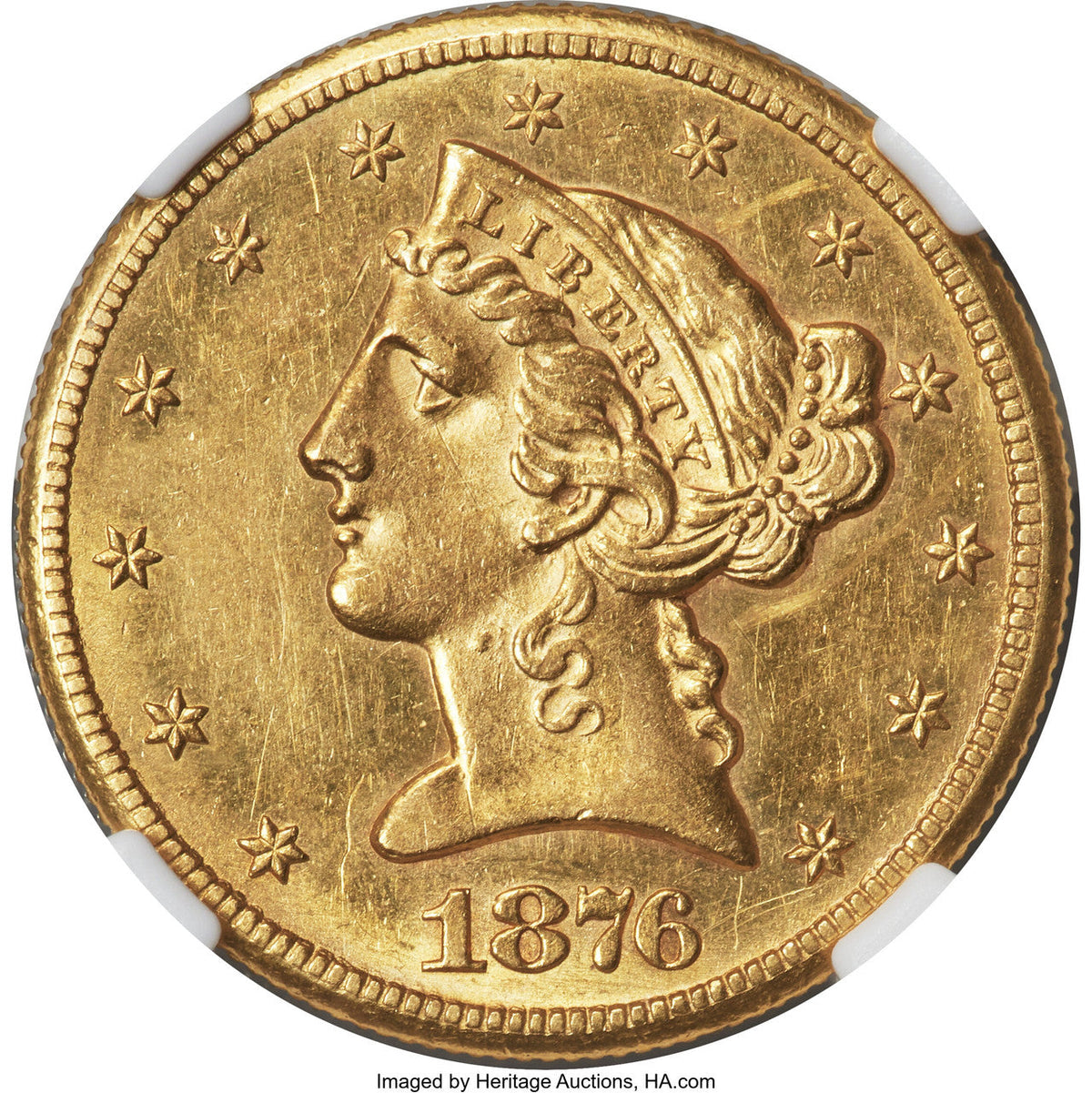 1876-CC $5 Liberty Half Eagle NGC AU58 (777873007)