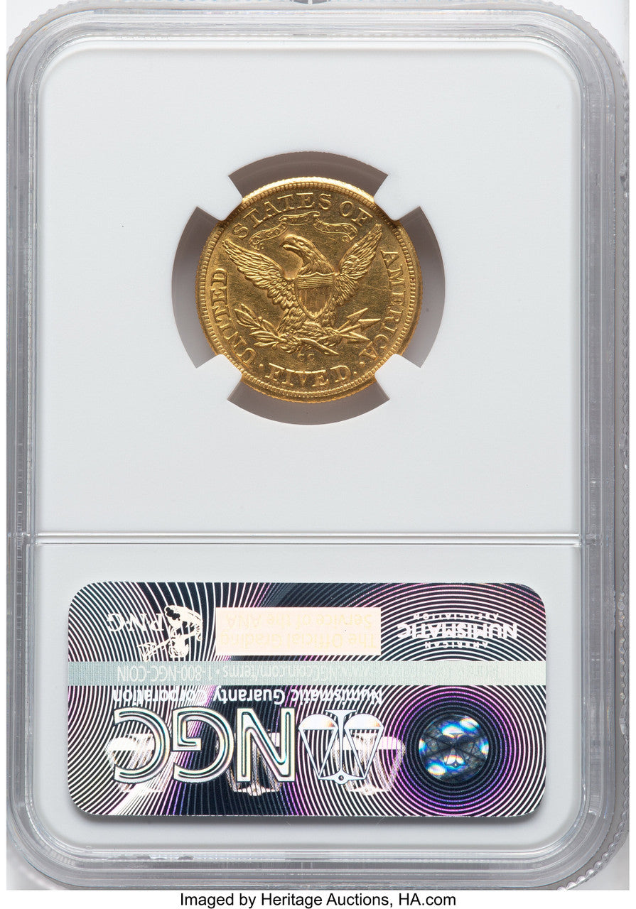 1876-CC $5 Liberty Half Eagle NGC AU58 (777873007)