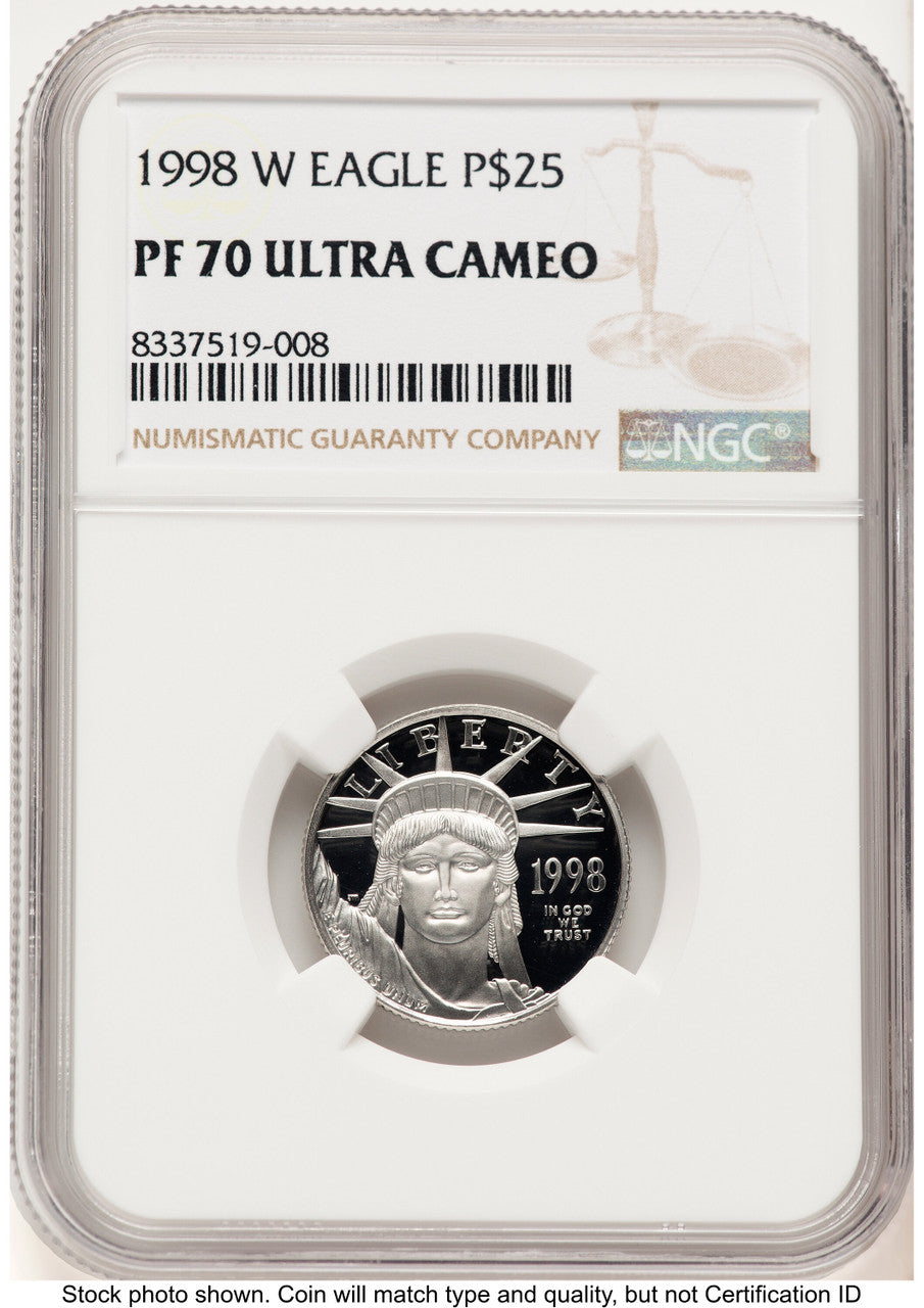 1998-W Proof Platinum Eagle 1/4 oz Brown Label NGC PF70 (778006071)