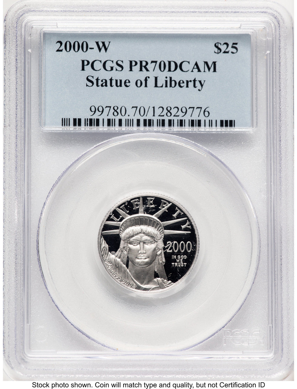 2000-W Proof Platinum Eagle 1/4 oz Blue Label PCGS PR70