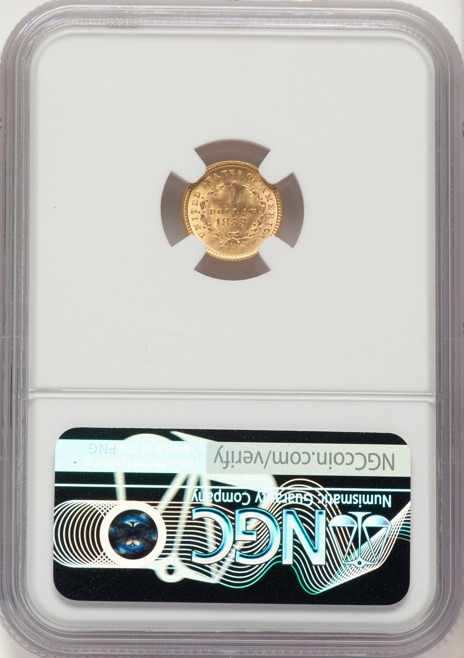 1853 G$1 Gold Dollar NGC MS64