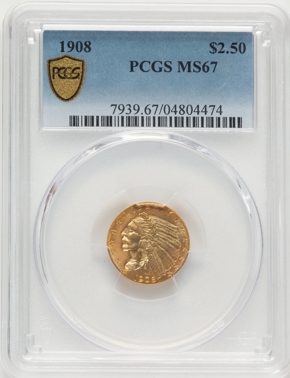 1908 $2.50 Indian Quarter Eagle PCGS MS67