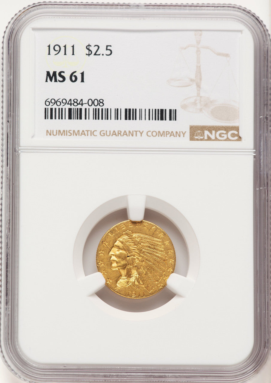 1911 $2.50 Indian Quarter Eagle NGC MS61 (784412058)
