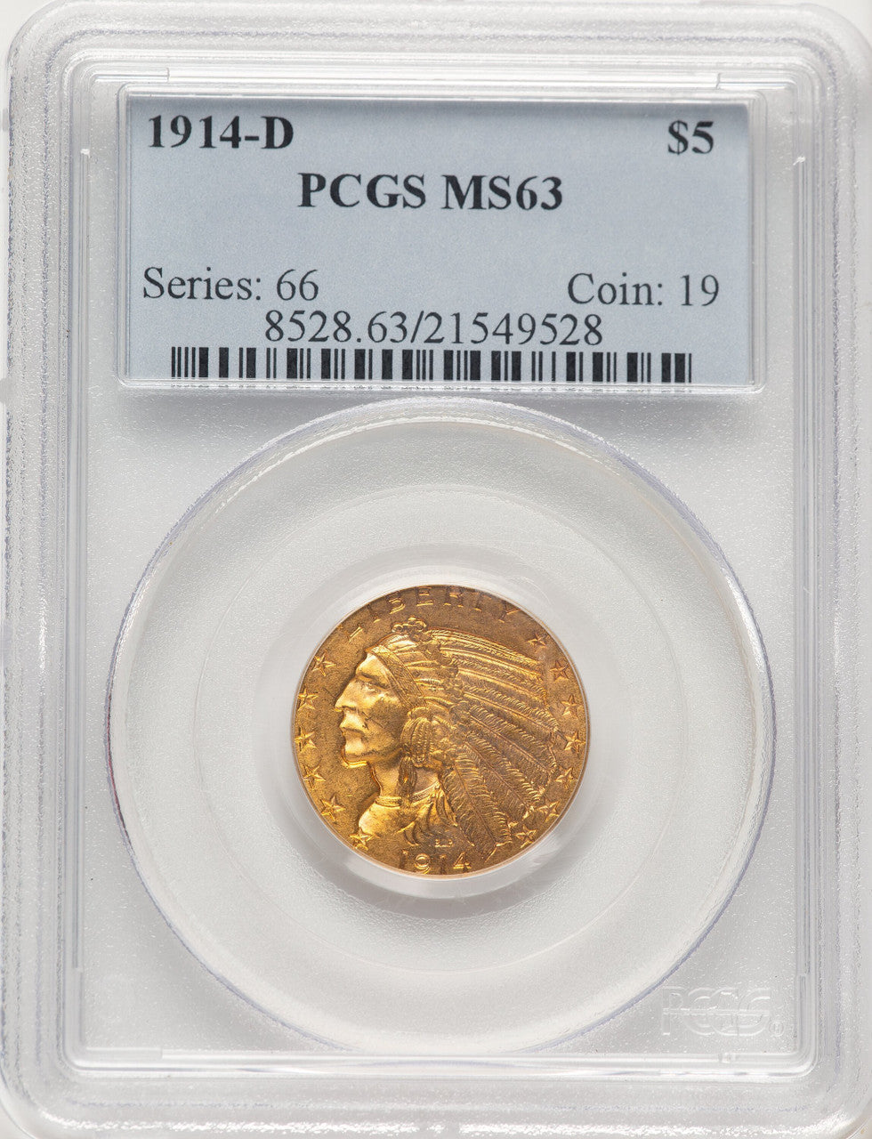 1914-D $5 Indian Half Eagle PCGS MS63