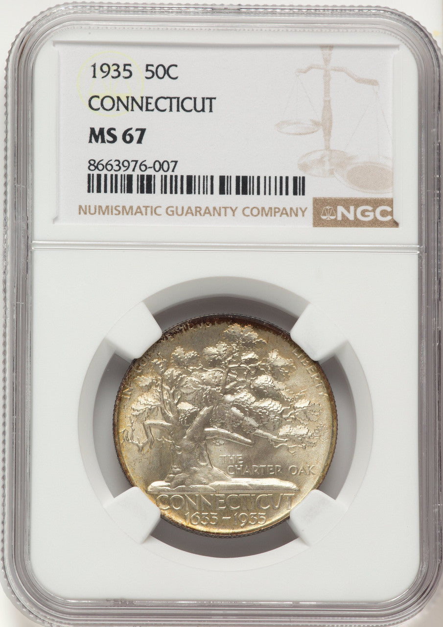 1935 50C Connecticut Commemorative Silver NGC MS67