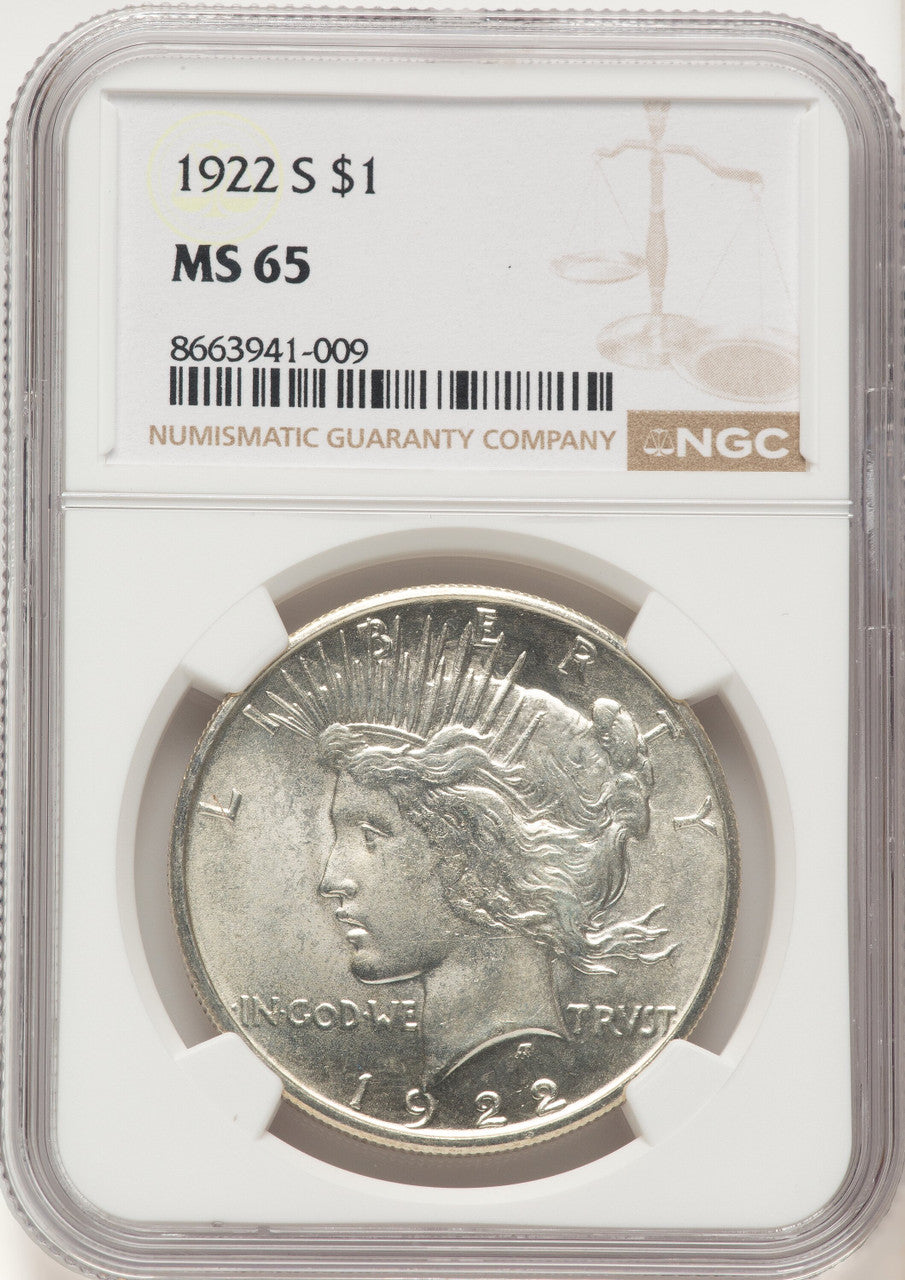 1922-S Peace Dollar NGC MS65