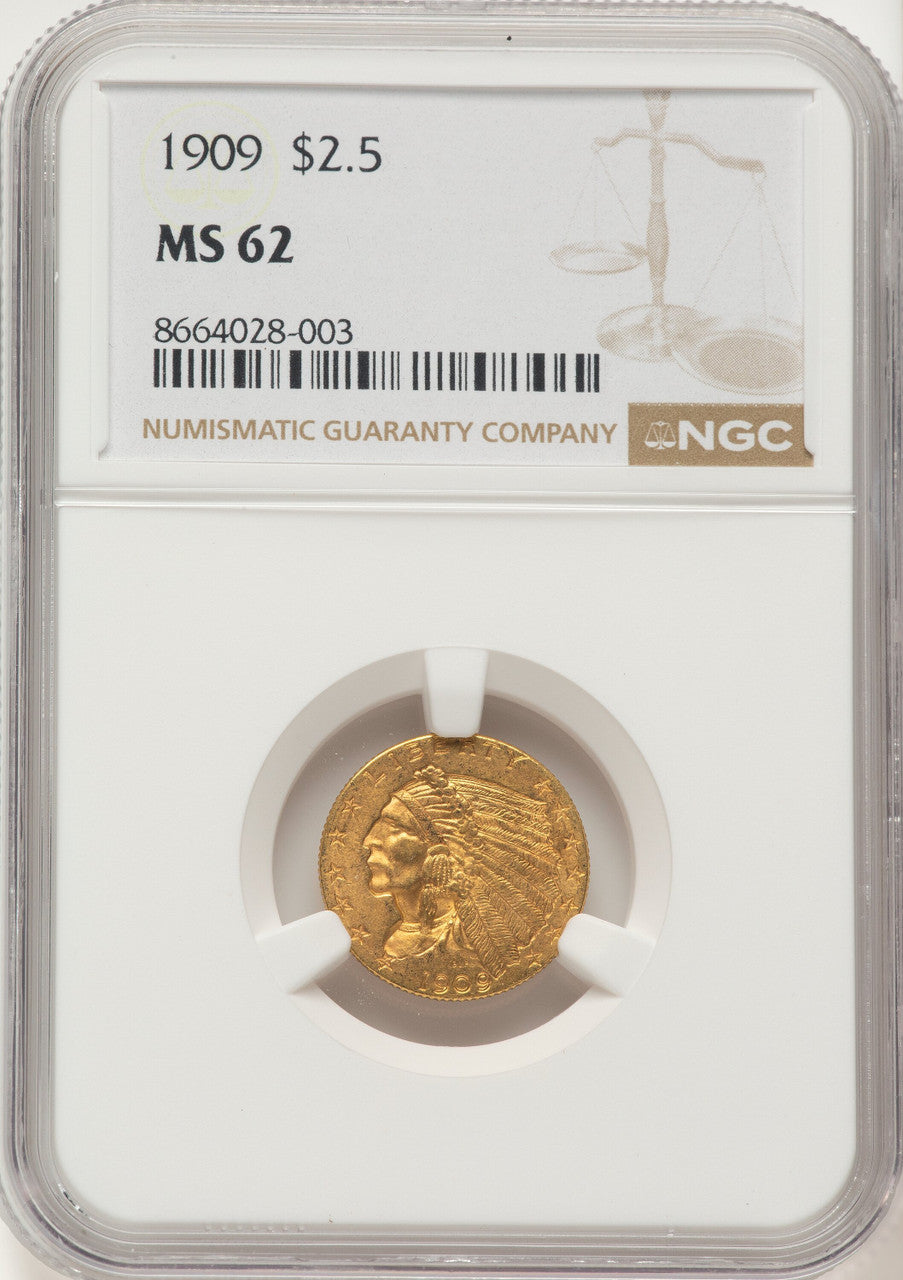 1909 $2.50 Indian Quarter Eagle NGC MS62