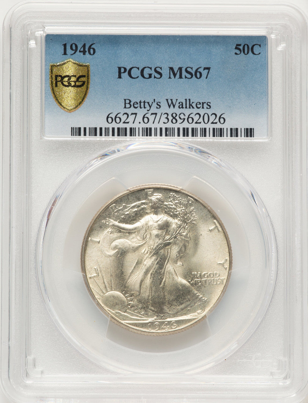 1946 50C Walking Liberty Half Dollar PCGS MS67