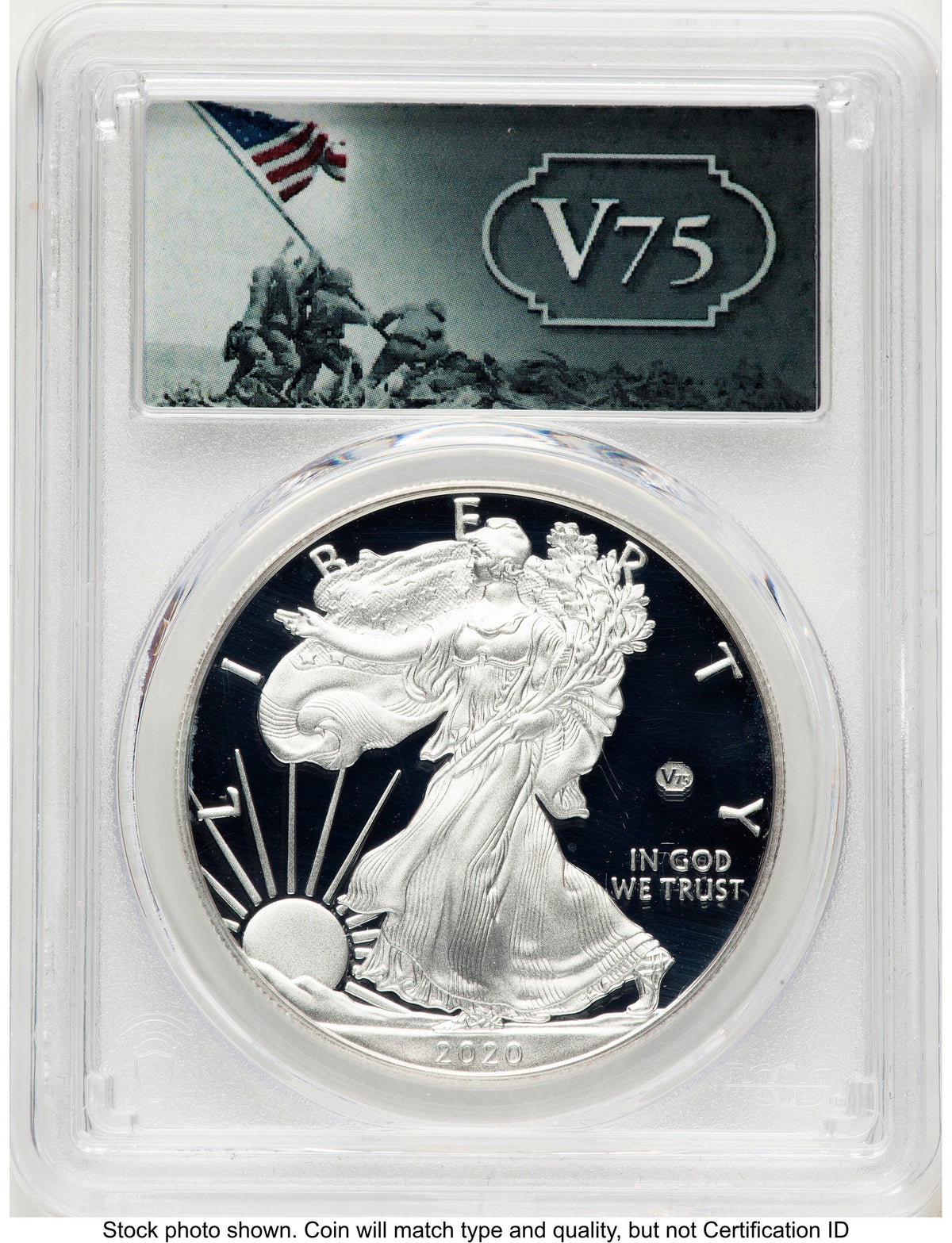 2020-W Proof Silver Eagle V75 Privy 1 oz V75 Label PCGS PR70