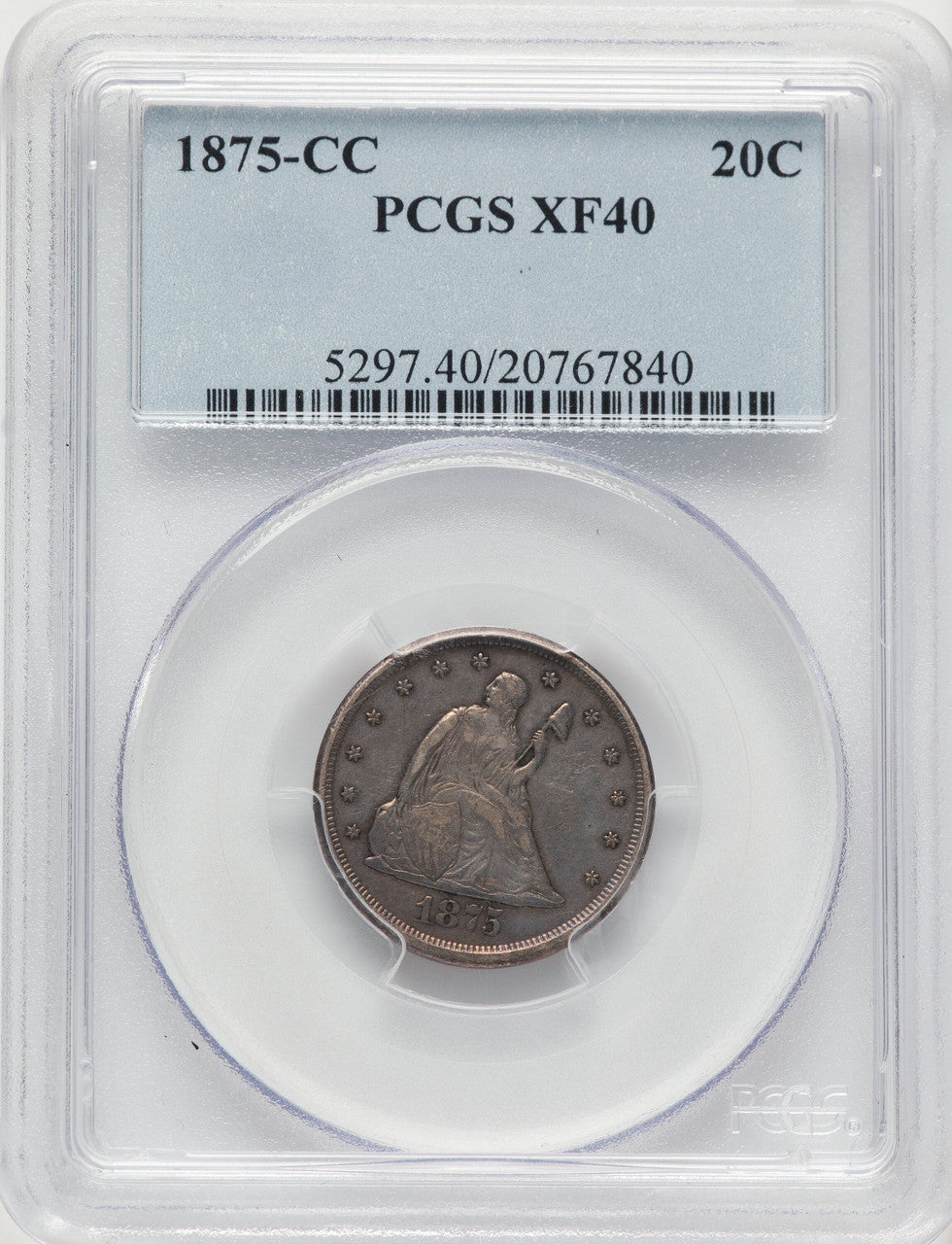 1875-CC 20C Twenty Cent Pieces PCGS XF40