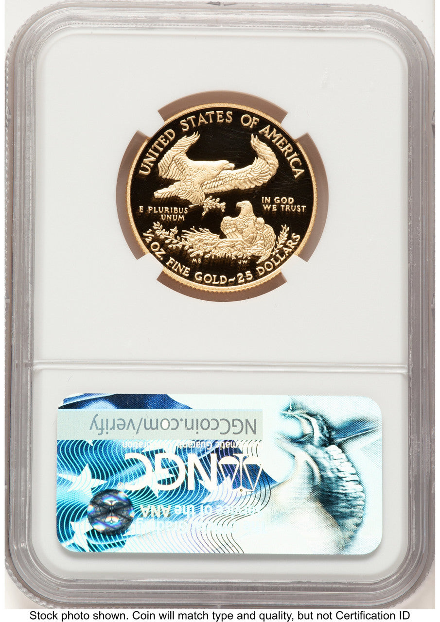2017-W Proof Gold Eagle 1/2 oz FDI 225th Anniversary Label NGC PF70