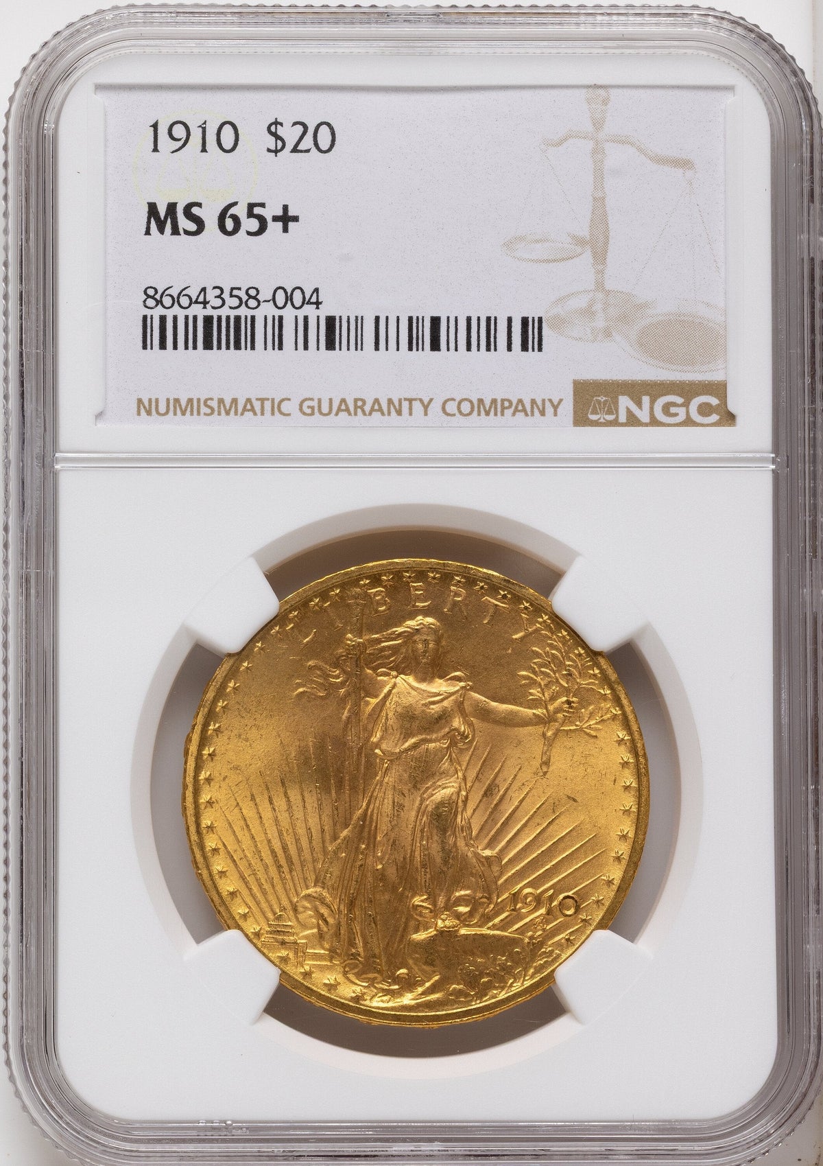 1910 $20 Saint-Gaudens Double Eagle NGC MS65+