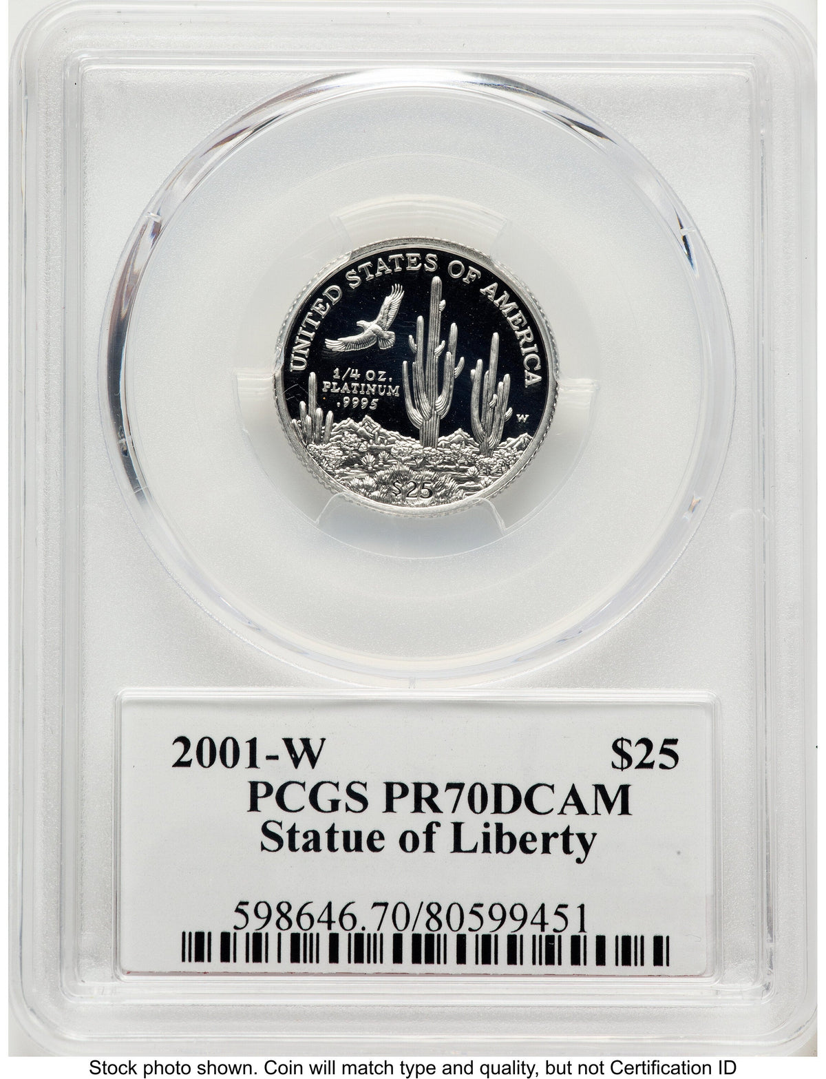 2001-W Proof Platinum Eagle 1/4 oz PCGS PR70 Ed Moy