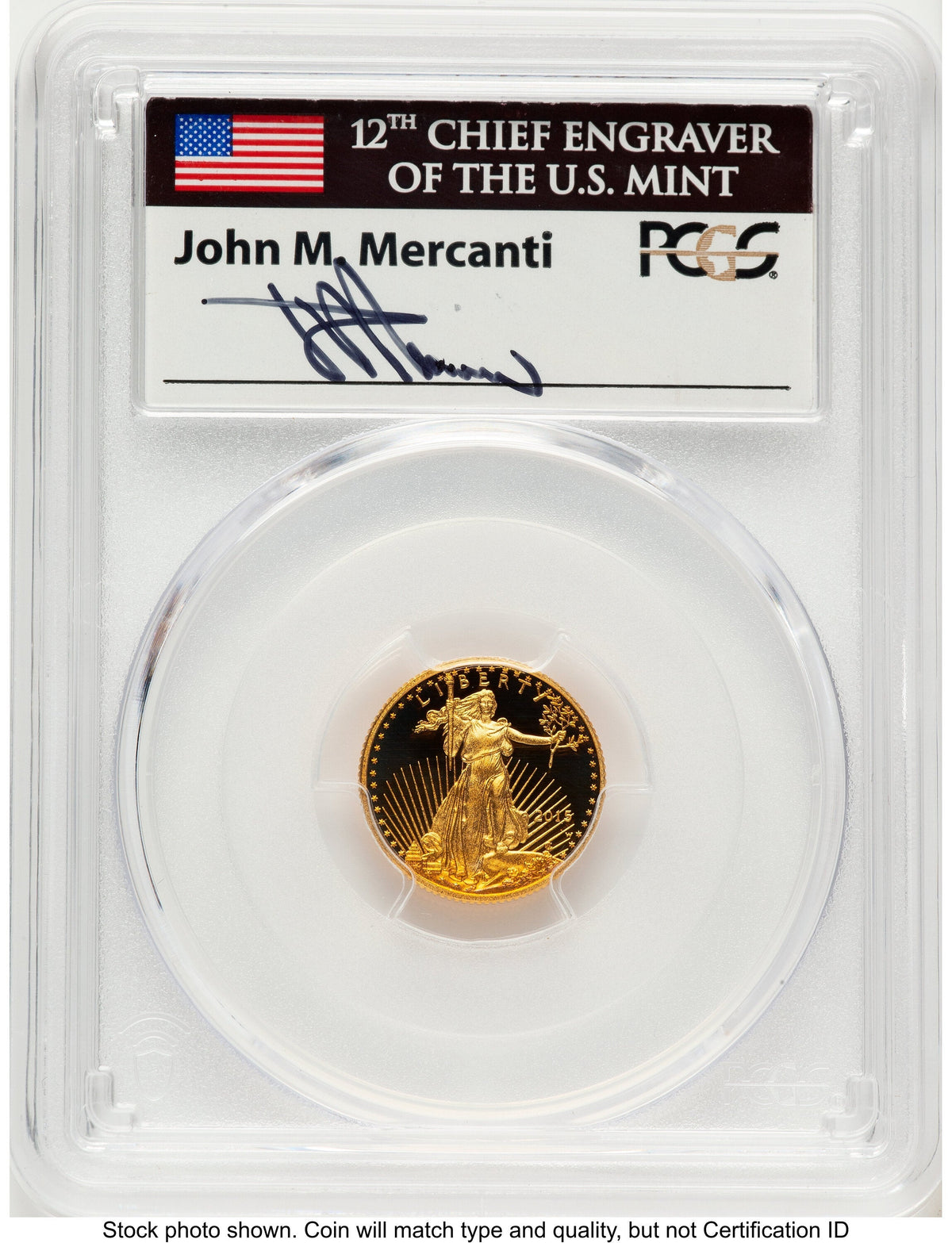 2015-W Proof Gold Eagle 1/10 oz FDI John Washington PCGS PR70 Mercanti